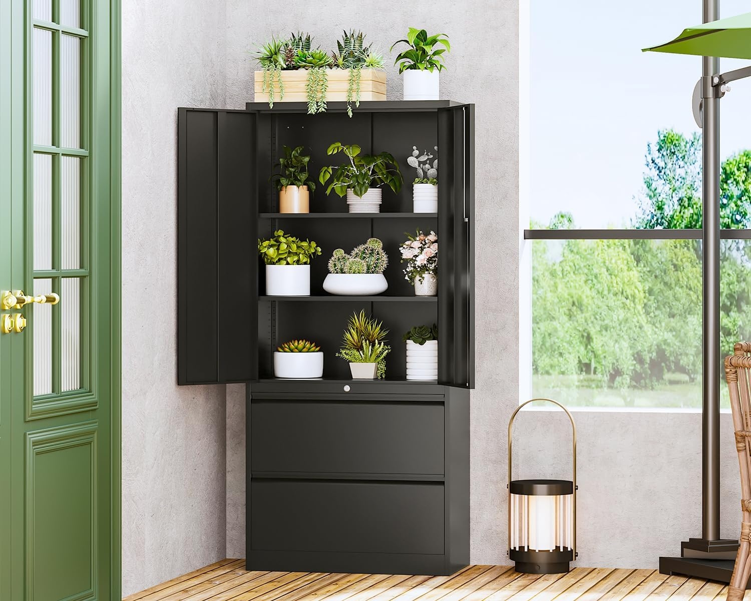 image:imageLetaya 3 Drawer Metal Storage Cabinets for Home OfficeFile Cabinet with Lock and 2 Adjust ShelvesHang Filing LegalLetterA4F4 SizeBlackBlack
