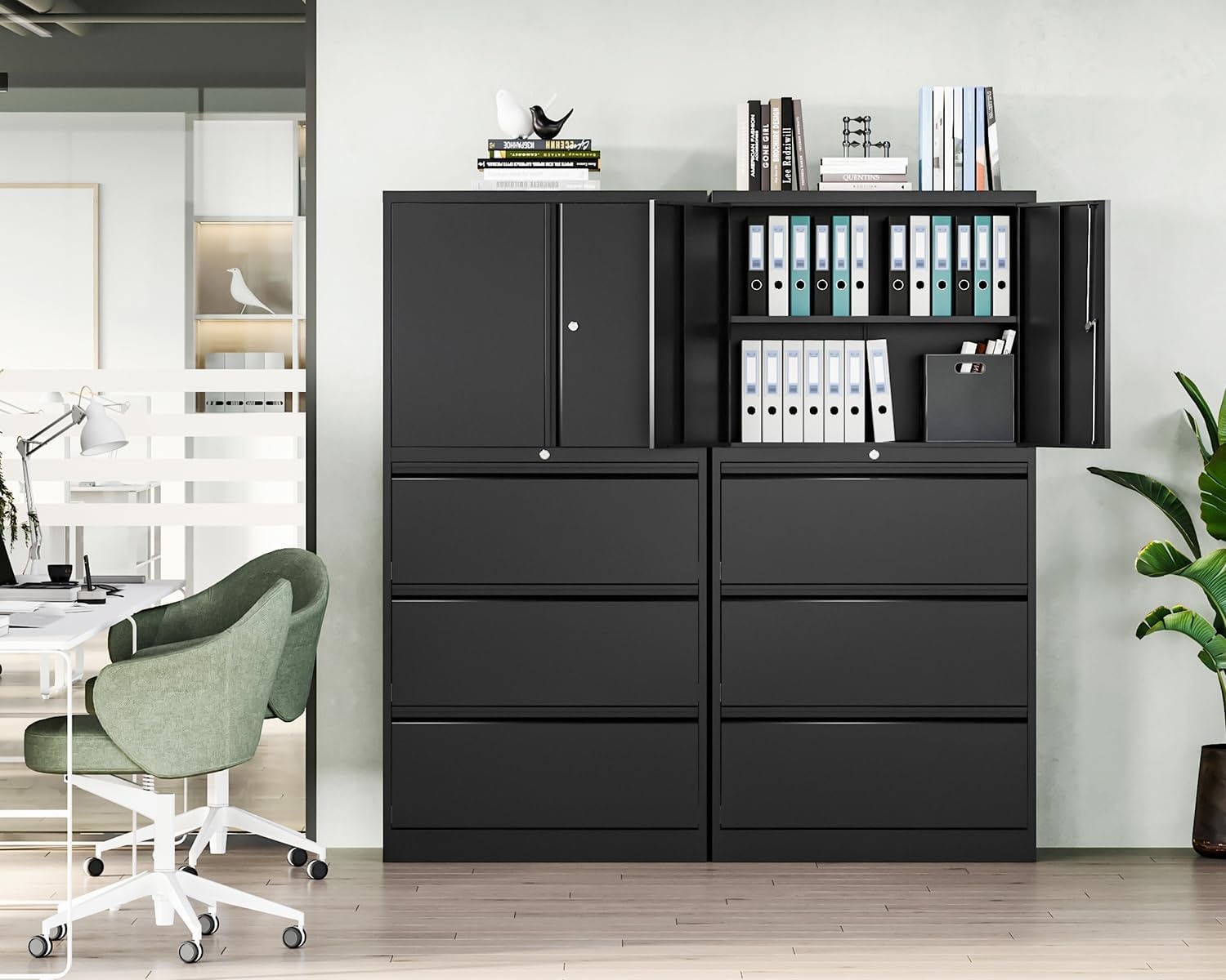 image:imageLetaya 3 Drawer Metal Storage Cabinets for Home OfficeFile Cabinet with Lock and 2 Adjust ShelvesHang Filing LegalLetterA4F4 SizeBlackBlack