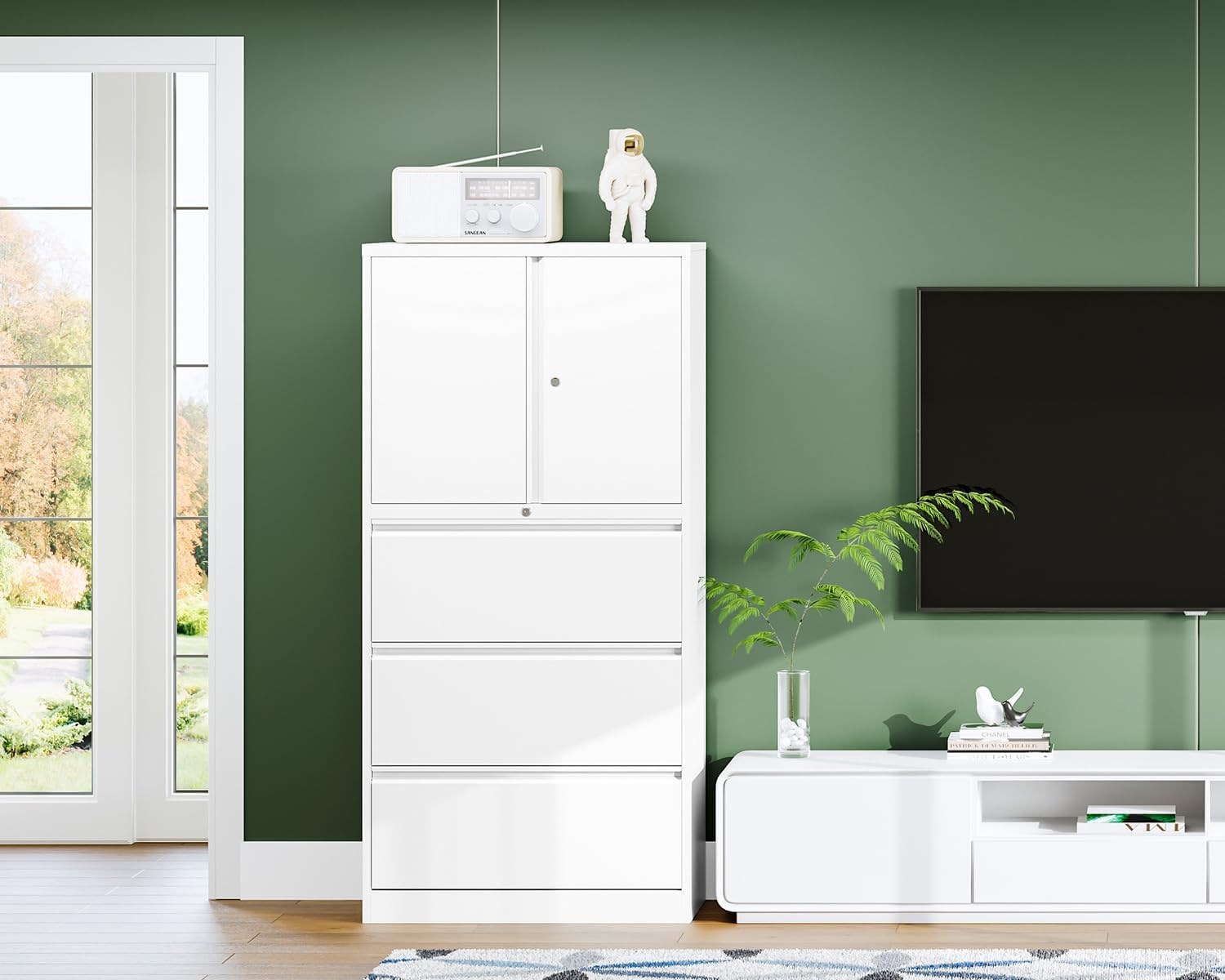 image:imageLetaya 3 Drawer Metal Storage Cabinets for Home OfficeFile Cabinet with Lock and 2 Adjust ShelvesHang Filing LegalLetterA4F4 SizeBlackWhite