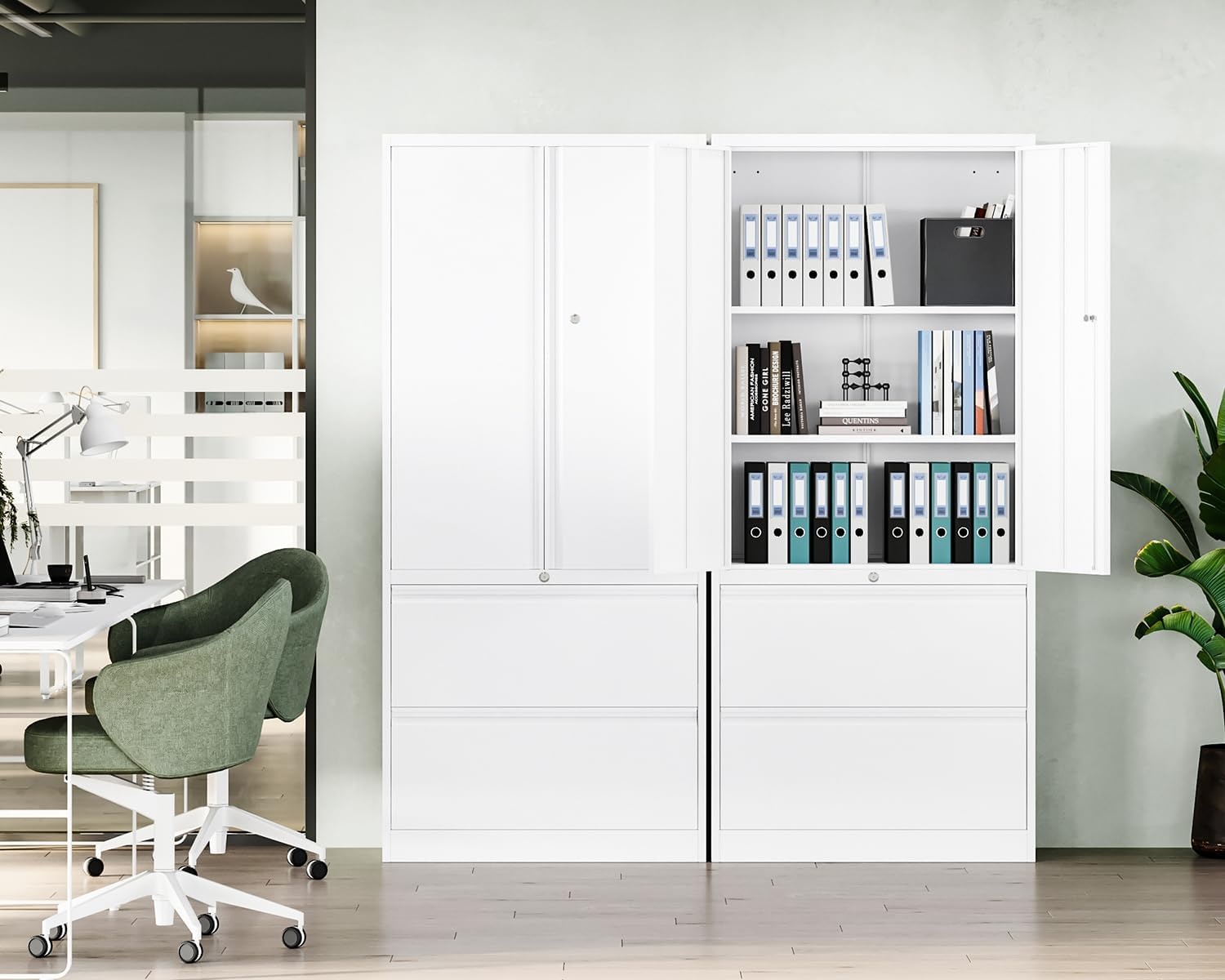 image:imageLetaya 3 Drawer Metal Storage Cabinets for Home OfficeFile Cabinet with Lock and 2 Adjust ShelvesHang Filing LegalLetterA4F4 SizeBlackWhite