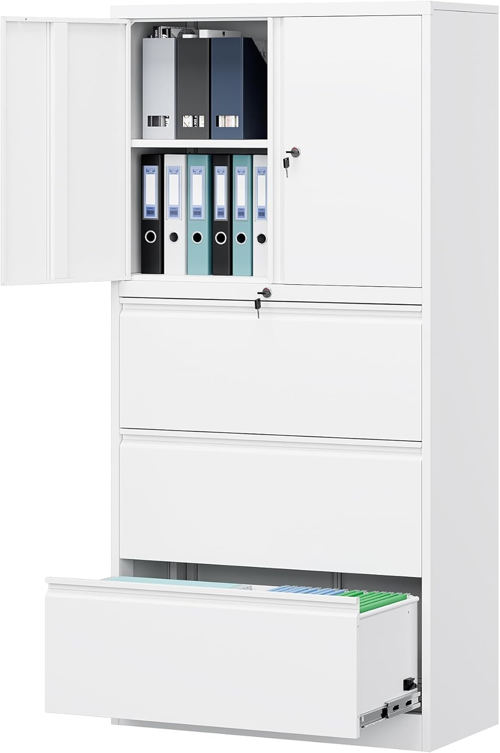 image:imageLetaya 3 Drawer Metal Storage Cabinets for Home OfficeFile Cabinet with Lock and 2 Adjust ShelvesHang Filing LegalLetterA4F4 SizeBlackWhite