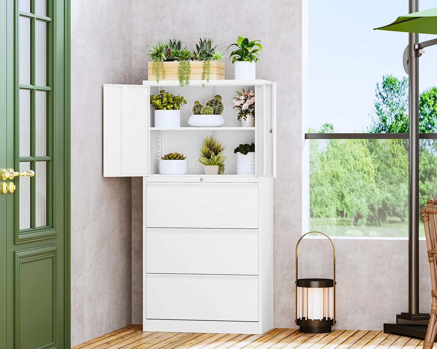 image:imageLetaya 3 Drawer Metal Storage Cabinets for Home OfficeFile Cabinet with Lock and 2 Adjust ShelvesHang Filing LegalLetterA4F4 SizeBlackWhite
