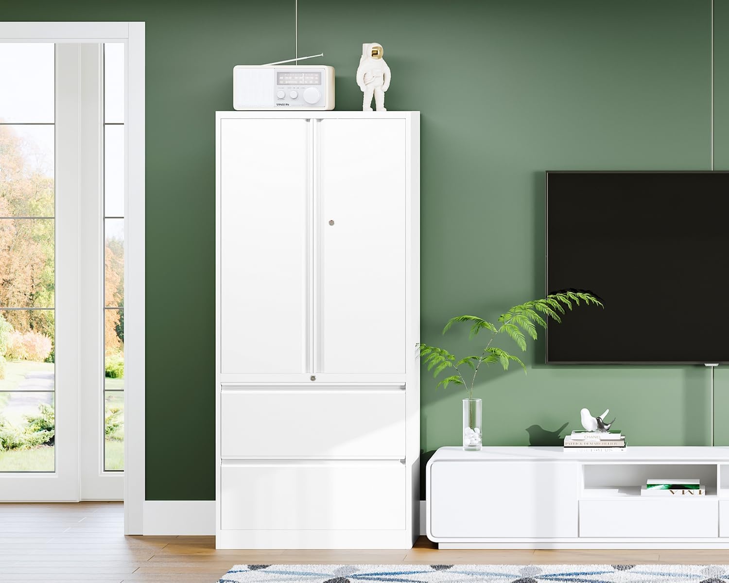 image:imageLetaya 3 Drawer Metal Storage Cabinets for Home OfficeFile Cabinet with Lock and 2 Adjust ShelvesHang Filing LegalLetterA4F4 SizeBlackWhite