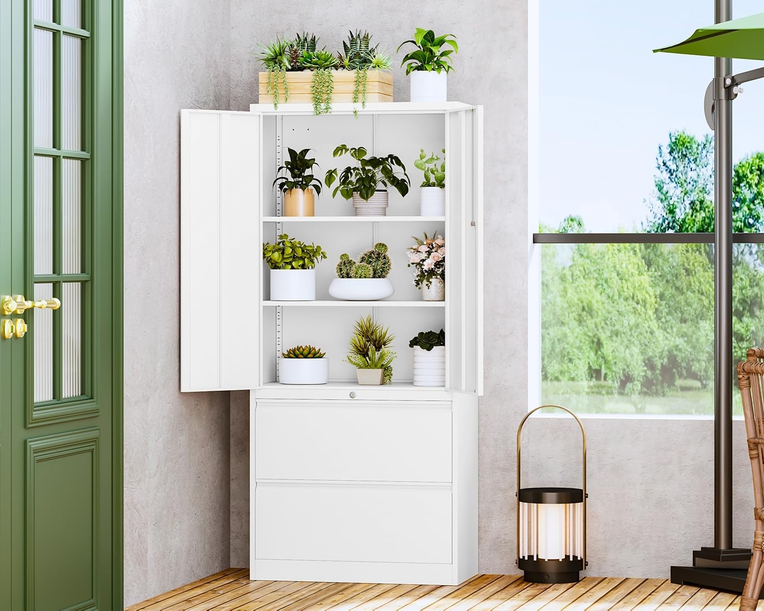 image:imageLetaya 3 Drawer Metal Storage Cabinets for Home OfficeFile Cabinet with Lock and 2 Adjust ShelvesHang Filing LegalLetterA4F4 SizeBlackWhite