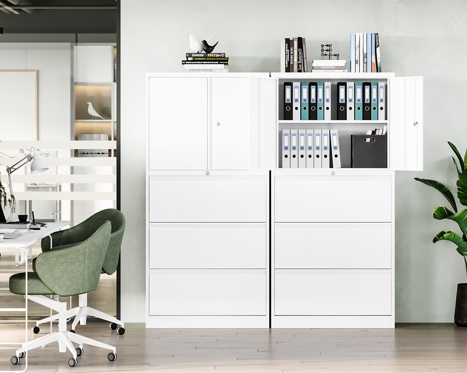 image:imageLetaya 3 Drawer Metal Storage Cabinets for Home OfficeFile Cabinet with Lock and 2 Adjust ShelvesHang Filing LegalLetterA4F4 SizeBlackWhite