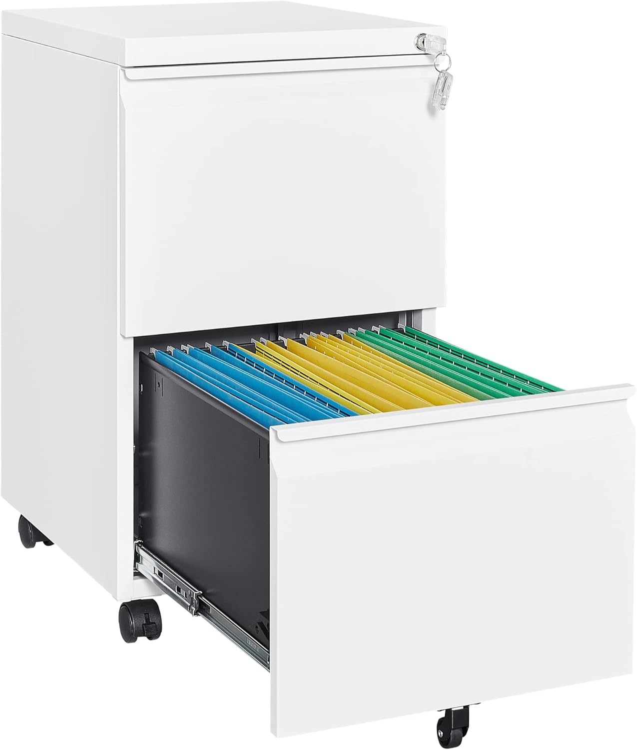 image:imageLetaya 3 Drawer Mobile File Cabinet with Lock Under Desk Metal Rolling Filing Cabinets for Home Office Organizer LettersLegalA4 White Requires Installation WhiteWhite