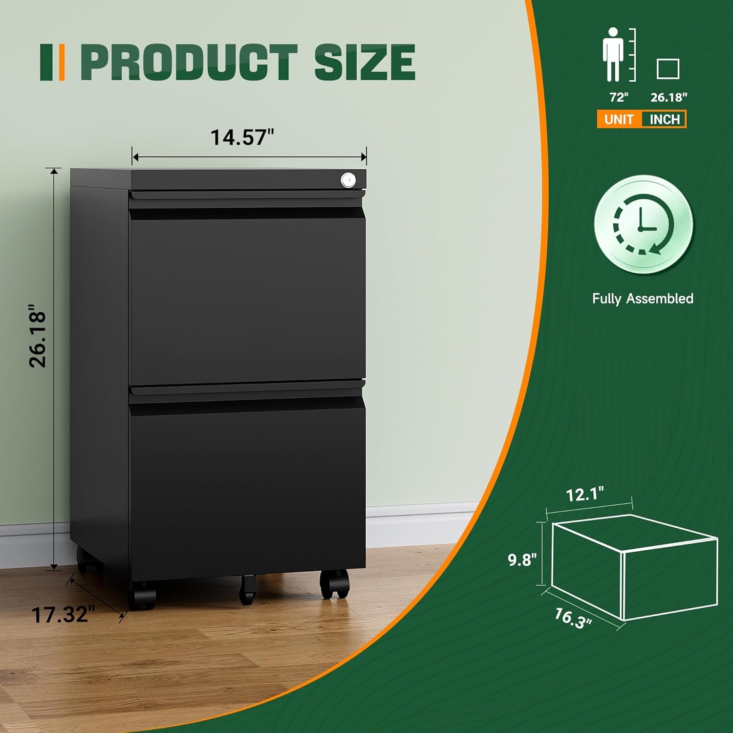image:imageLetaya 3 Drawer Mobile File Cabinet with Lock Under Desk Metal Rolling Filing Cabinets for Home Office Organizer LettersLegalA4 White Requires Installation WhiteBlack