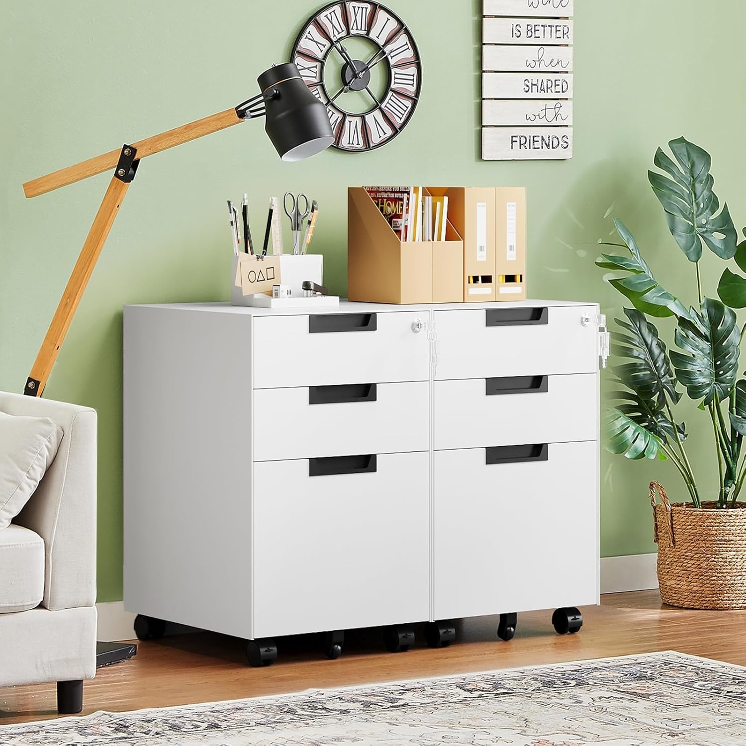 image:imageLetaya 3 Drawer Mobile File Cabinet with Lock Under Desk Metal Rolling Filing Cabinets for Home Office Organizer LettersLegalA4 White Requires Installation WhiteWhite
