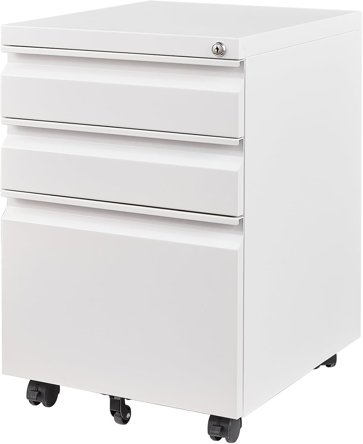 image:imageLetaya 3 Drawer Mobile File Cabinet with LockUnder Desk Metal Small Filing Cabinets for Home Office Organizer LettersLegalA4Fully Assembled Except WheelsBlackWhite