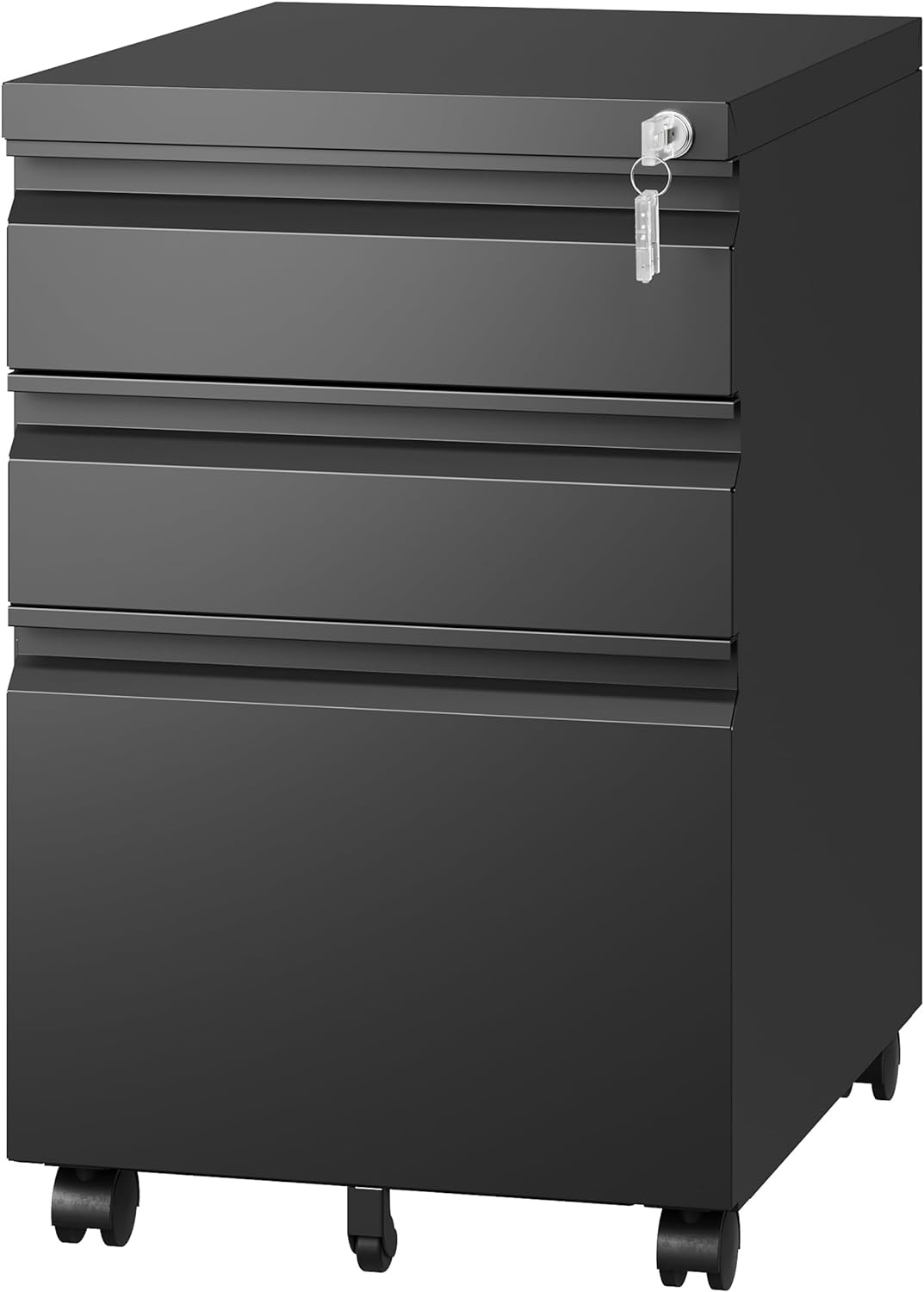 image:imageLetaya 3 Drawer Mobile File Cabinet with LockUnder Desk Metal Small Filing Cabinets for Home Office Organizer LettersLegalA4Fully Assembled Except WheelsBlackBlack