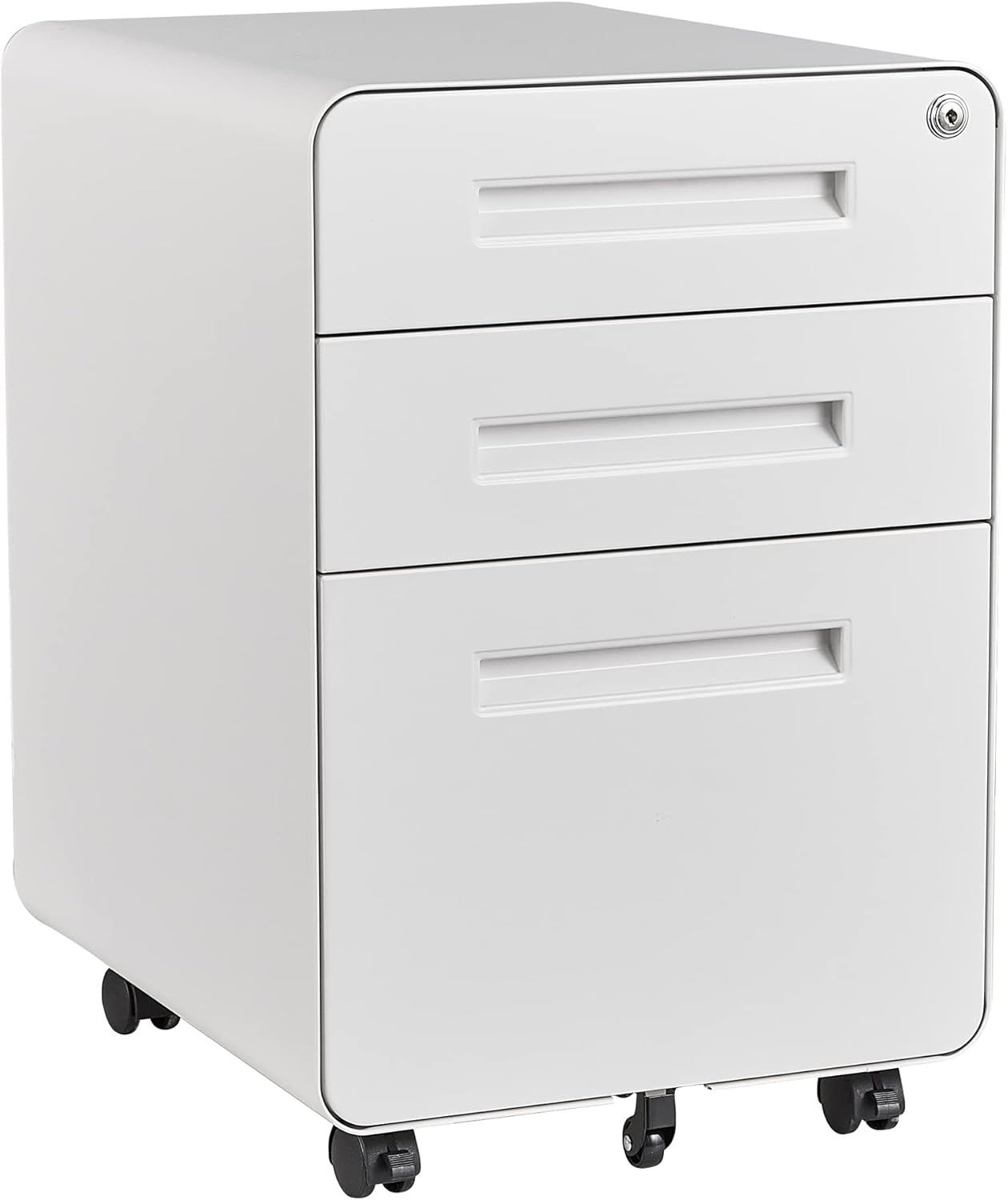 image:imageLetaya File Cabinet 3 Drawer Filing Cabinets for Home Office with Lock Mobile Under Desk Fully Assembled Cabinet WhiteWhite