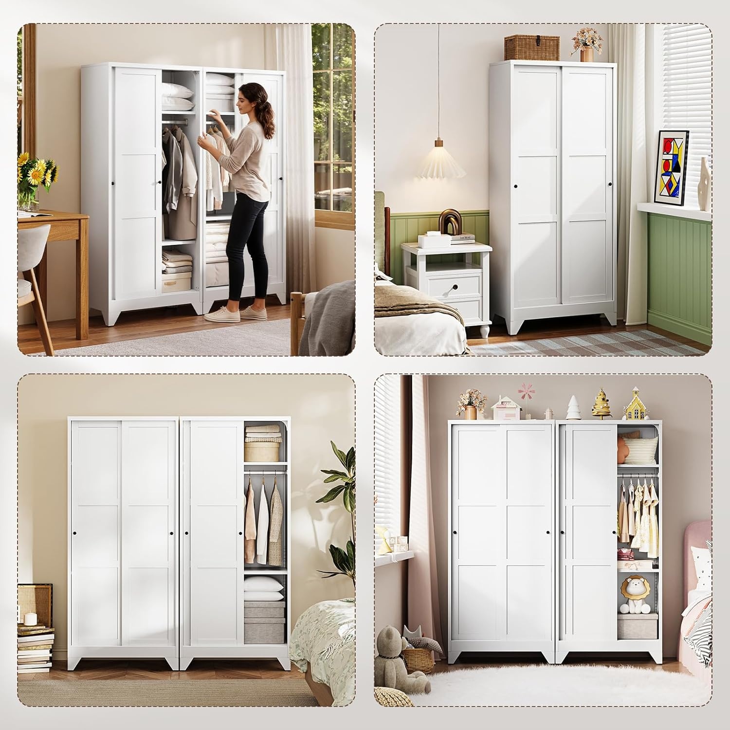 image:imageLetaya Metal Armoire Wardrobe Closet with 2 Drawers18 Deep Clothing Storage Cabinet with Doors and ShelvesCoat Closet with Hanging RodBedroomHomeCloak RoomWhiteWhite