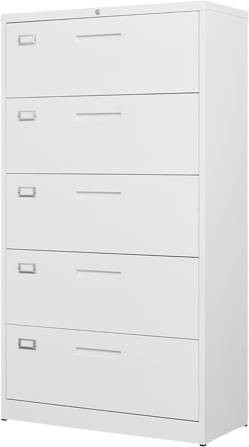 image:imageLetaya Metal Lateral File Cabinets with Lock2 Drawer Steel Wide Filing Organization Storage CabinetsHome Office Furniture for Hanging Files LetterLegalF4A4 Size Blcak2 DrawerWhite
