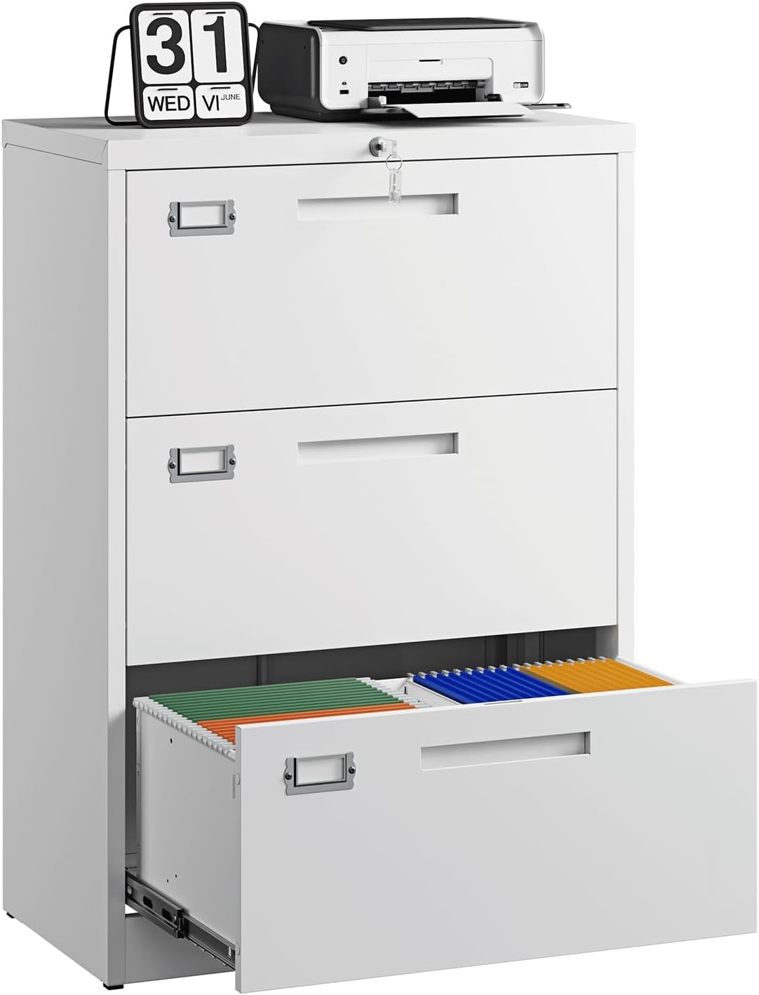 image:imageLetaya Metal Lateral File Cabinets with Lock2 Drawer Steel Wide Filing Organization Storage CabinetsHome Office Furniture for Hanging Files LetterLegalF4A4 Size Blcak2 DrawerWhite