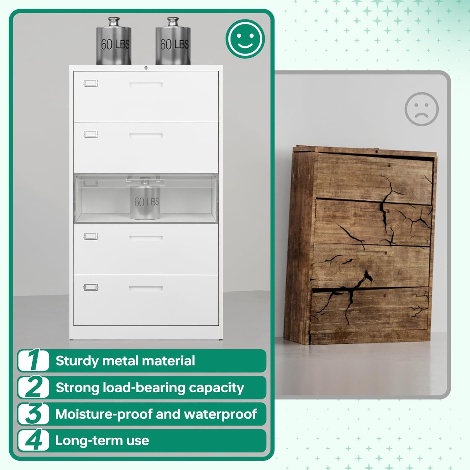 image:imageLetaya Metal Lateral File Cabinets with Lock2 Drawer Steel Wide Filing Organization Storage CabinetsHome Office Furniture for Hanging Files LetterLegalF4A4 Size Blcak2 DrawerWhite