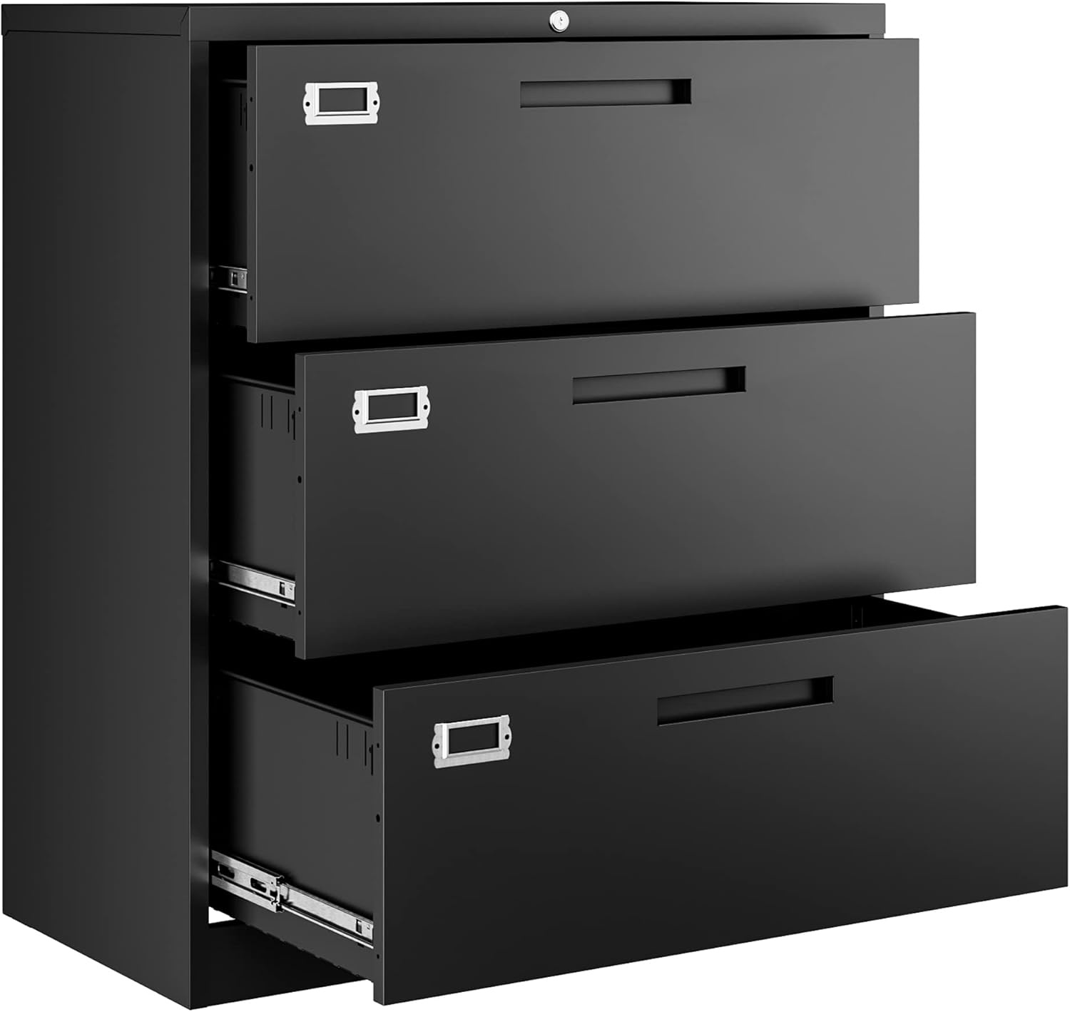 image:imageLetaya Metal Lateral File Cabinets with Lock2 Drawer Steel Wide Filing Organization Storage CabinetsHome Office Furniture for Hanging Files LetterLegalF4A4 Size Blcak2 DrawerBlack