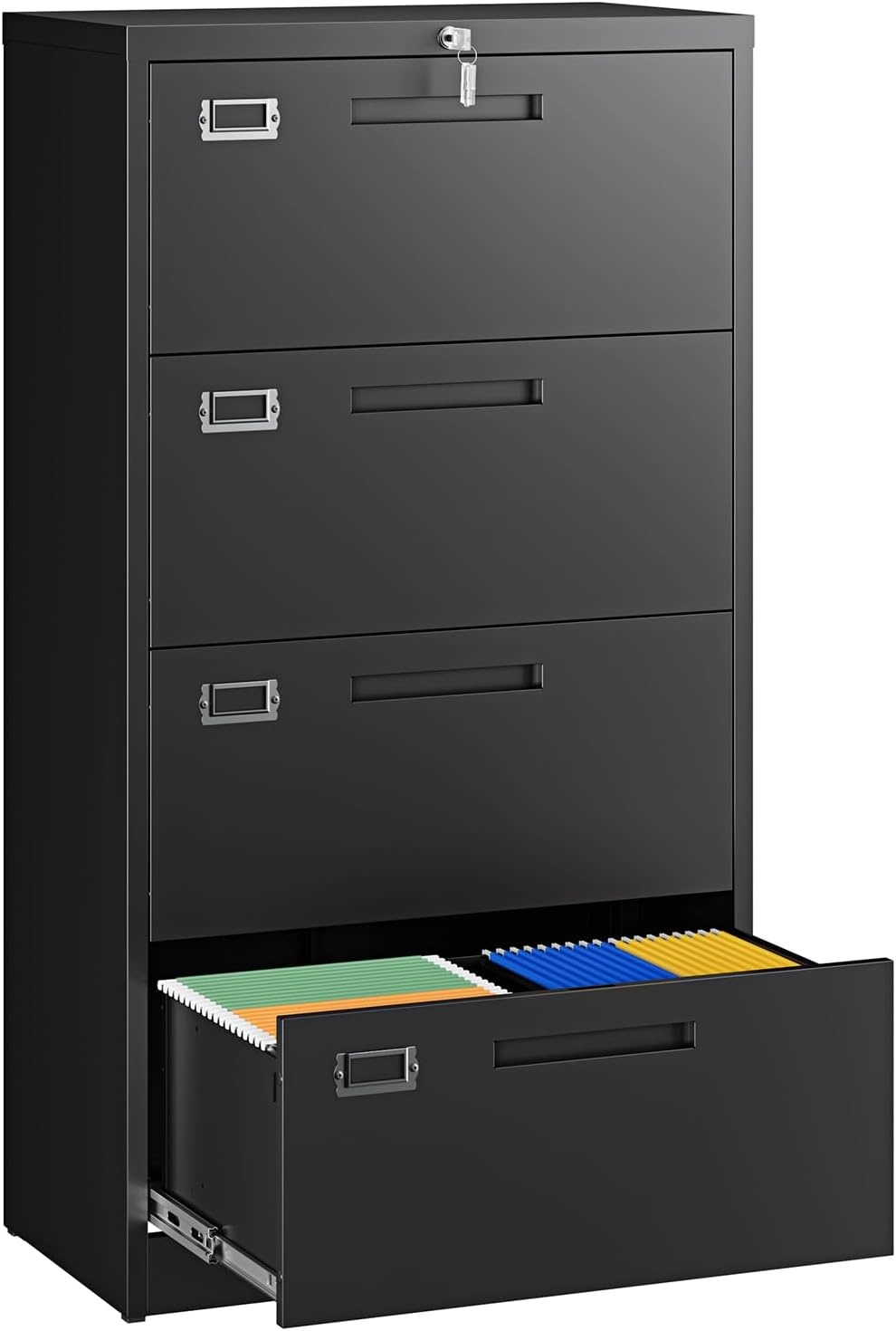 image:imageLetaya Metal Lateral File Cabinets with Lock2 Drawer Steel Wide Filing Organization Storage CabinetsHome Office Furniture for Hanging Files LetterLegalF4A4 Size Blcak2 DrawerBlack