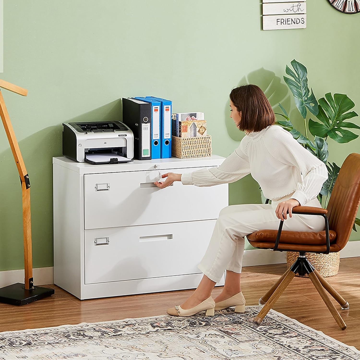 image:imageLetaya Metal Lateral File Cabinets with Lock2 Drawer Steel Wide Filing Organization Storage CabinetsHome Office Furniture for Hanging Files LetterLegalF4A4 Size Blcak2 DrawerWhite