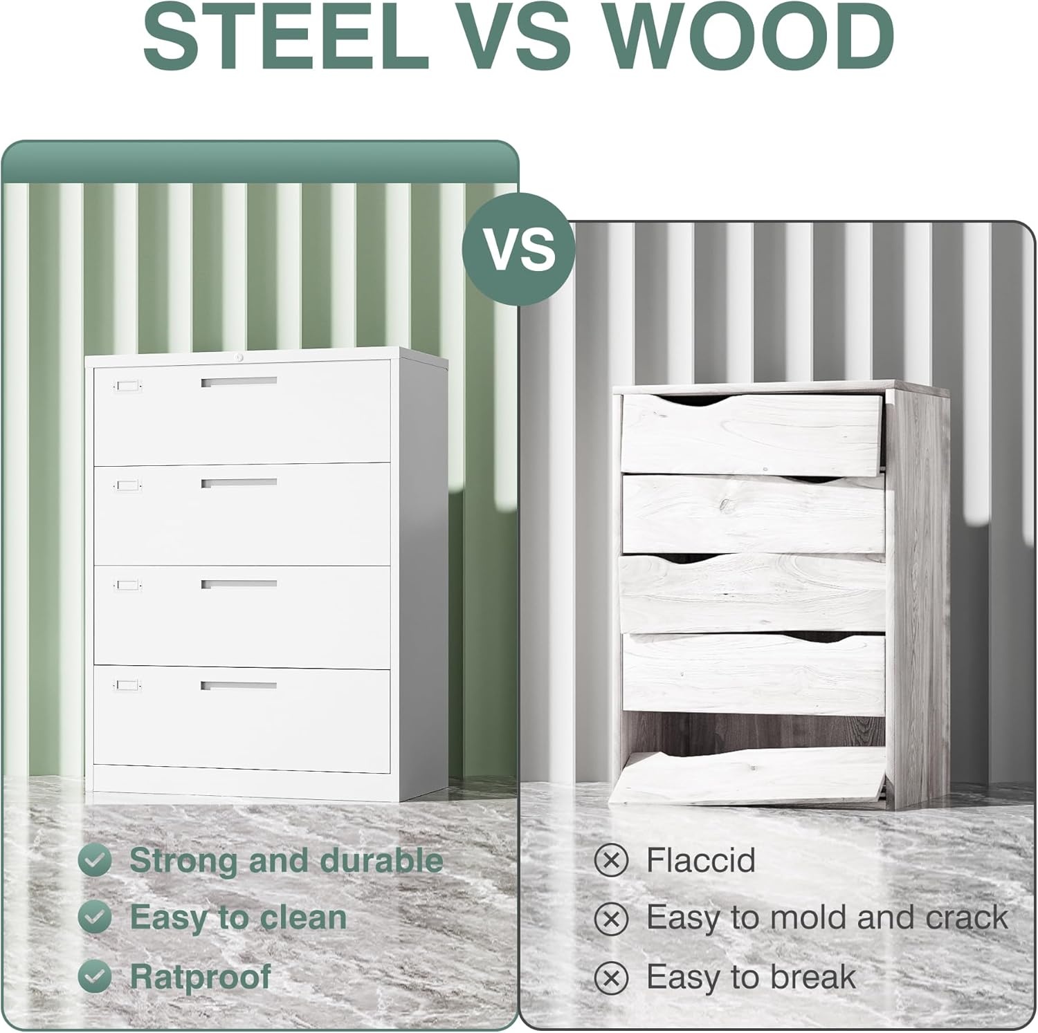 image:imageLetaya Metal Lateral File Cabinets with Lock2 Drawer Steel Wide Filing Organization Storage CabinetsHome Office Furniture for Hanging Files LetterLegalF4A4 Size Blcak2 DrawerWhite