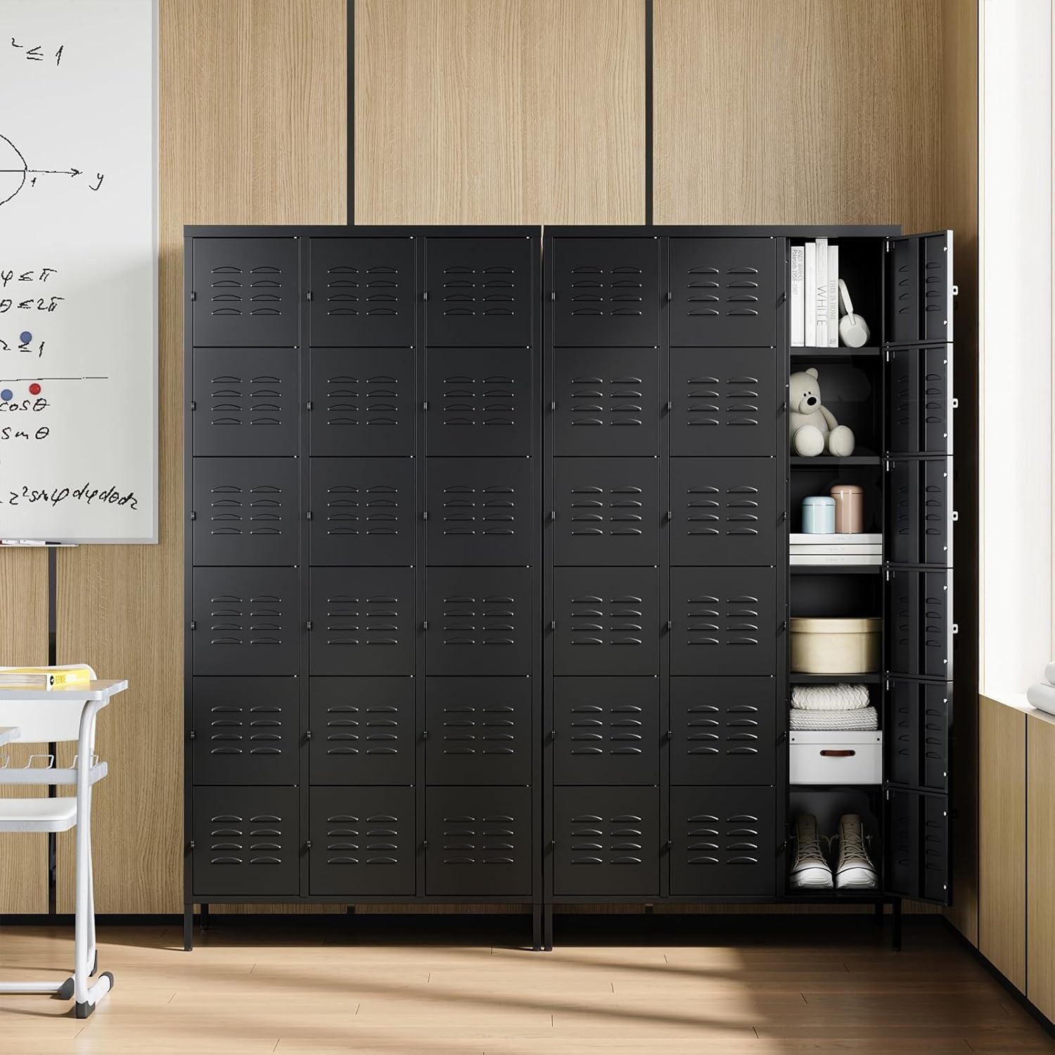 image:imageLetaya Metal Lockers for Employees15 Door Storage Locker with Shelves and Lockable Steel Cabinet for SchoolGymOfficeStaffBlack 15 DoorBlack