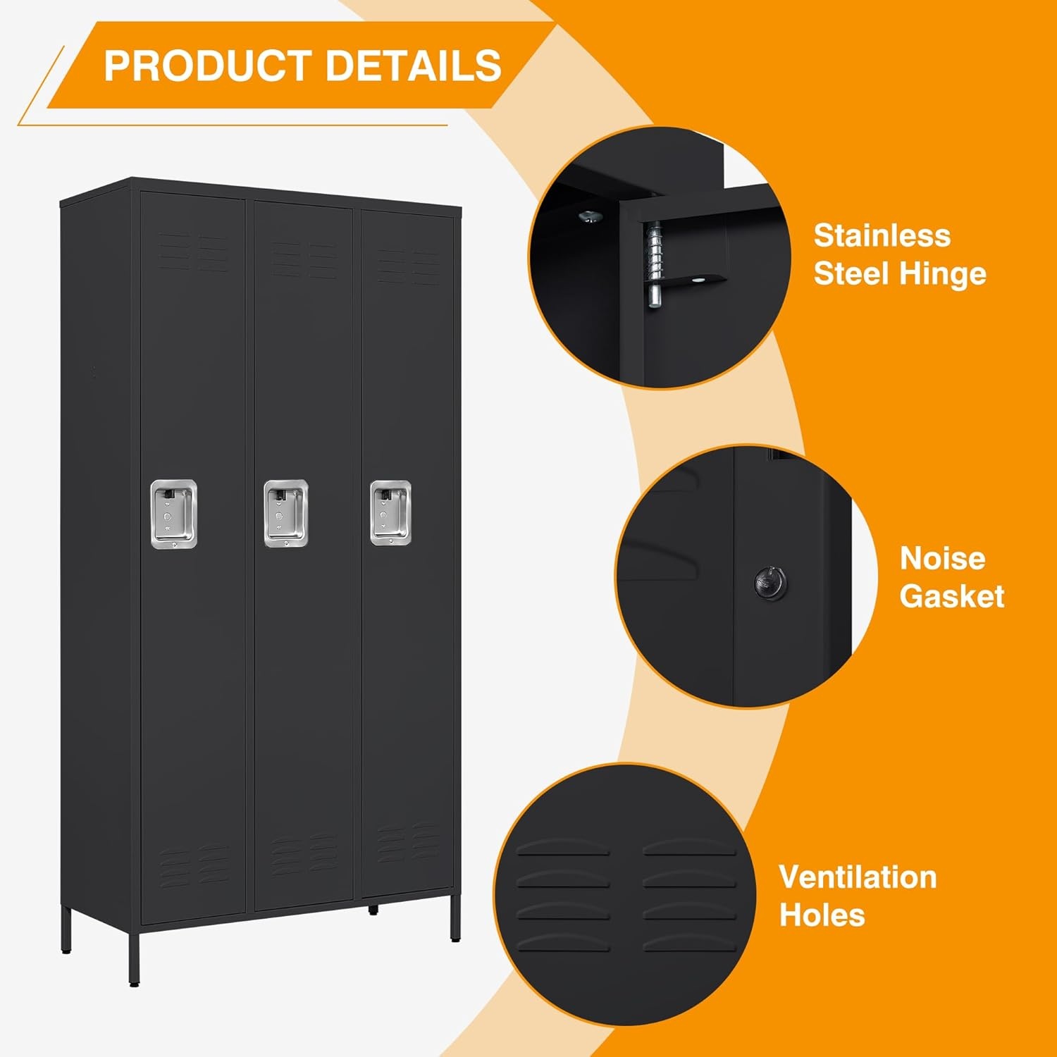 image:imageLetaya Metal Lockers for Employees15 Door Storage Locker with Shelves and Lockable Steel Cabinet for SchoolGymOfficeStaffBlack 15 DoorBlack