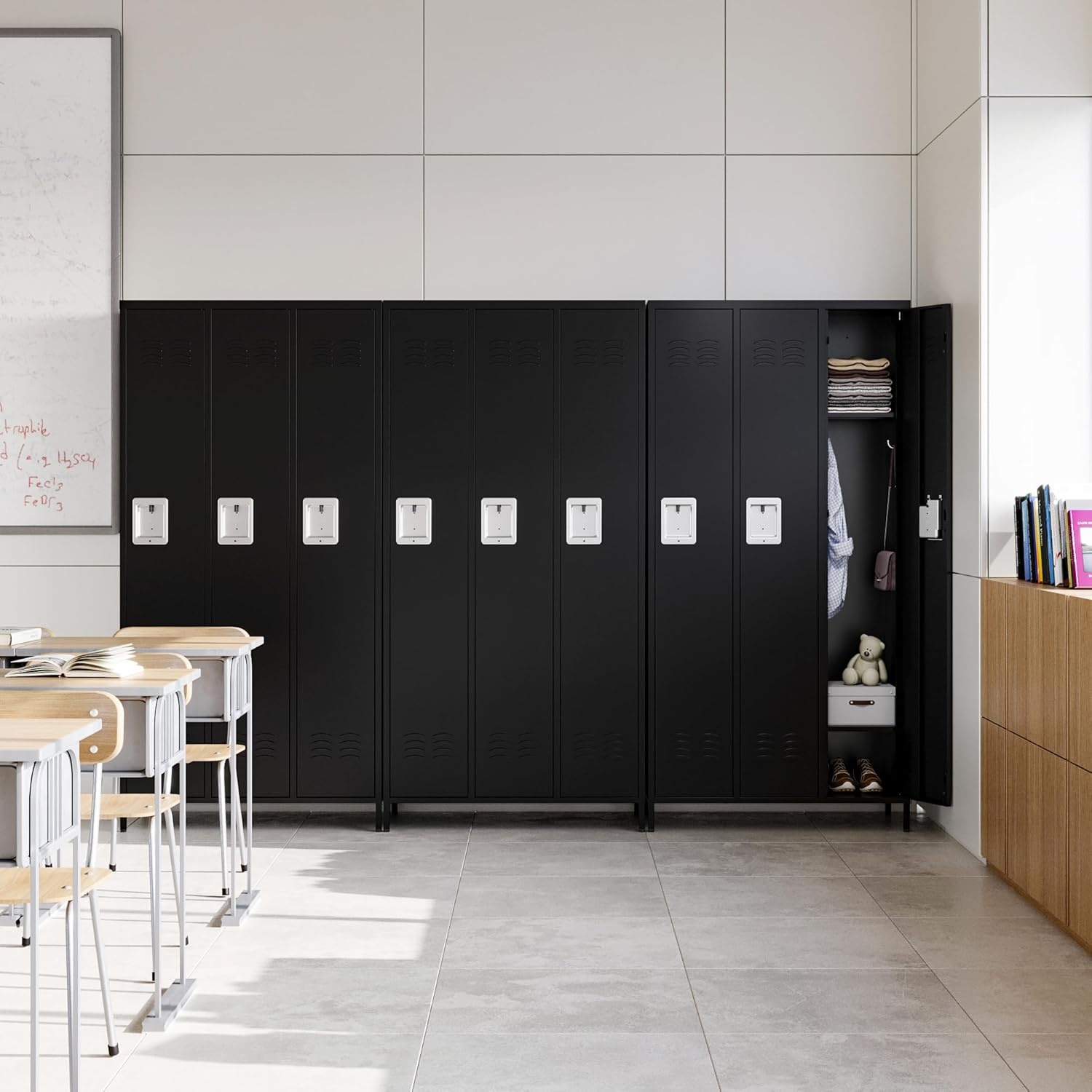 image:imageLetaya Metal Lockers for Employees15 Door Storage Locker with Shelves and Lockable Steel Cabinet for SchoolGymOfficeStaffBlack 15 DoorBlack