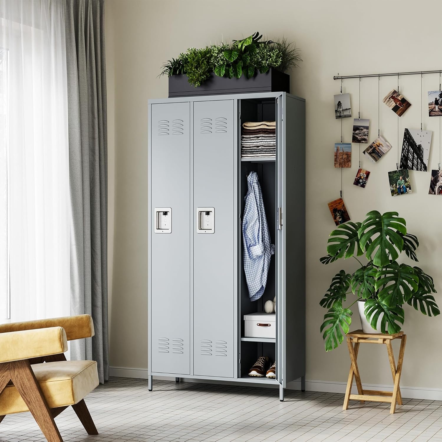 image:imageLetaya Metal Lockers for Employees15 Door Storage Locker with Shelves and Lockable Steel Cabinet for SchoolGymOfficeStaffBlack 15 DoorGrey