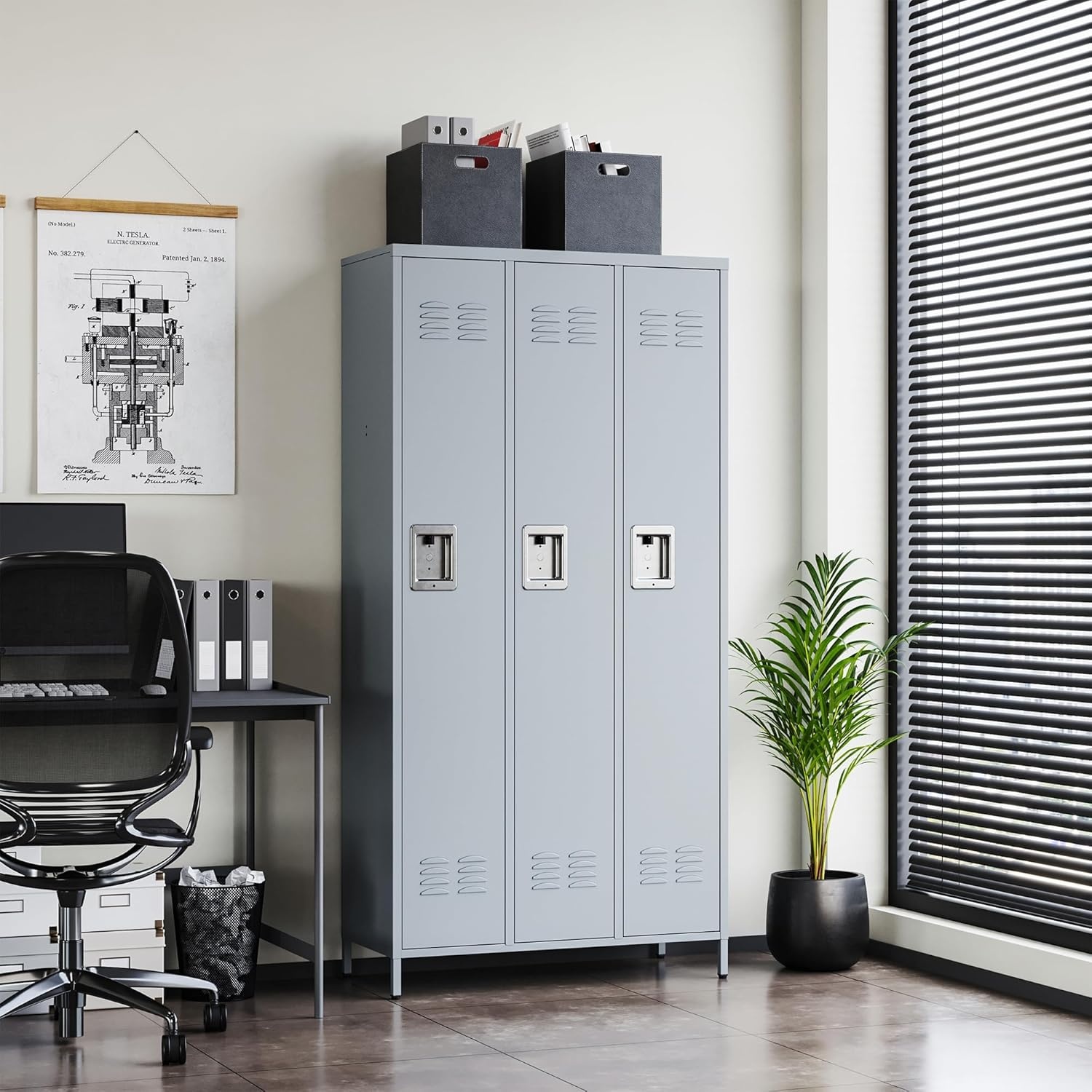 image:imageLetaya Metal Lockers for Employees15 Door Storage Locker with Shelves and Lockable Steel Cabinet for SchoolGymOfficeStaffBlack 15 DoorGrey