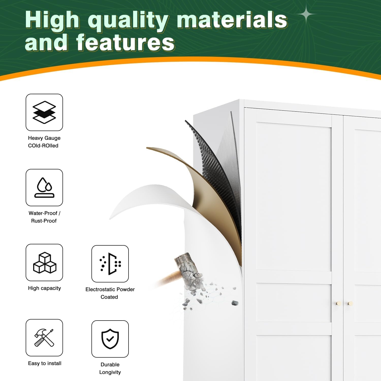 image:imageLetaya Metal Storage Cabinets Locker with Lock Door 72 Clothing Coat Steel Storage Freestanding Wardrobe for Office Home School EmployeeGymFire Department BlackWhite