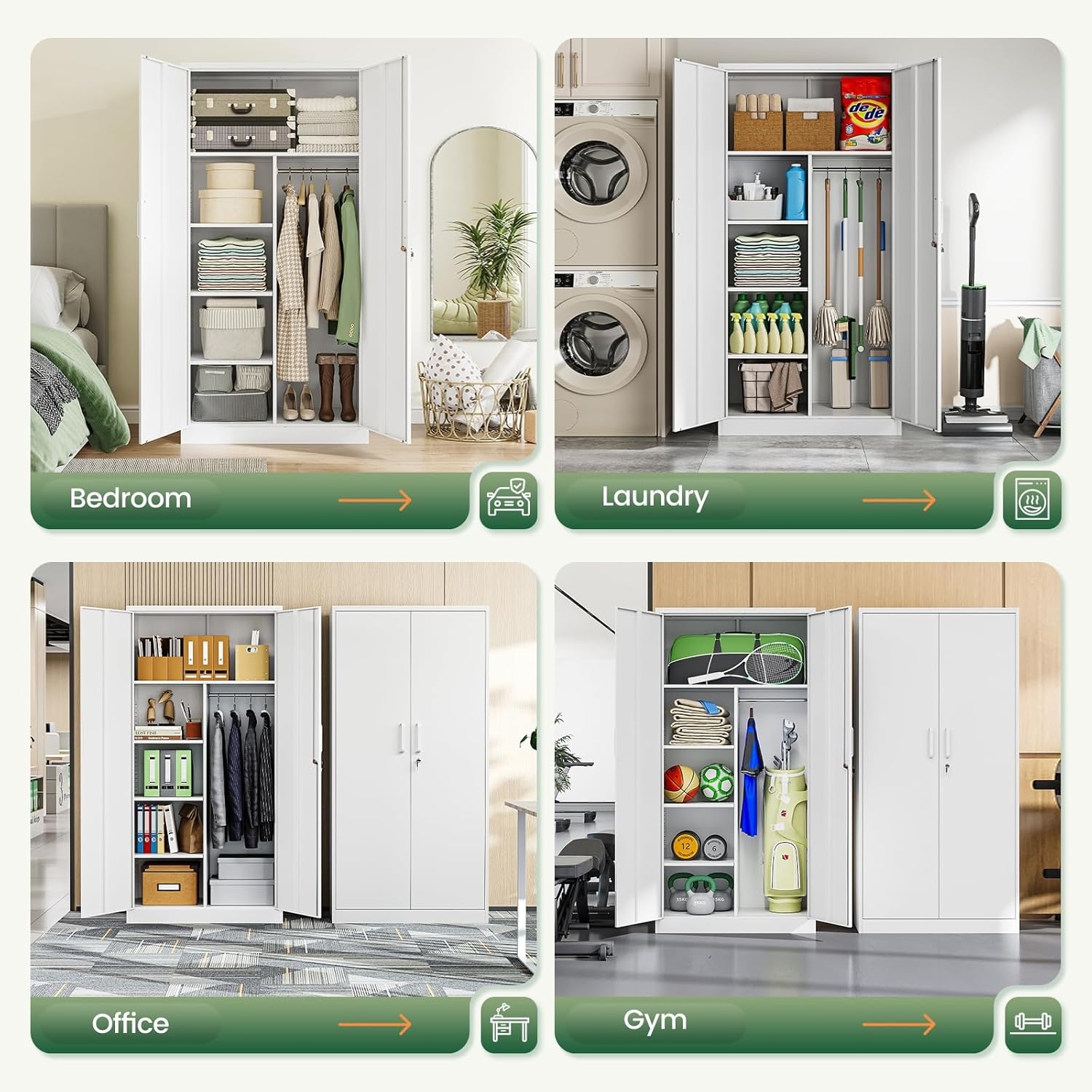 image:imageLetaya Metal Storage Cabinets Locker with Lock Door 72 Clothing Coat Steel Storage Freestanding Wardrobe for Office Home School EmployeeGymFire Department BlackWhite