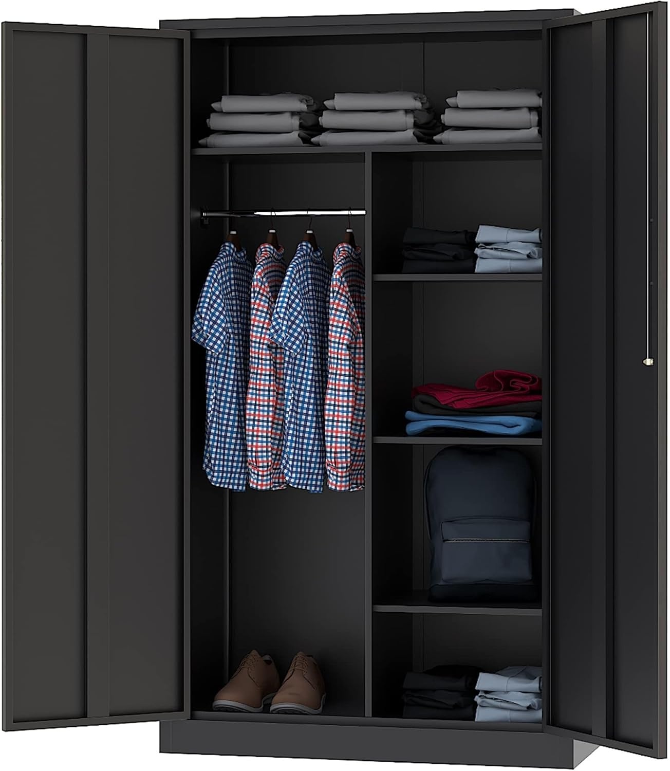 image:imageLetaya Metal Storage Cabinets Locker with Lock Door 72 Clothing Coat Steel Storage Freestanding Wardrobe for Office Home School EmployeeGymFire Department BlackBlack