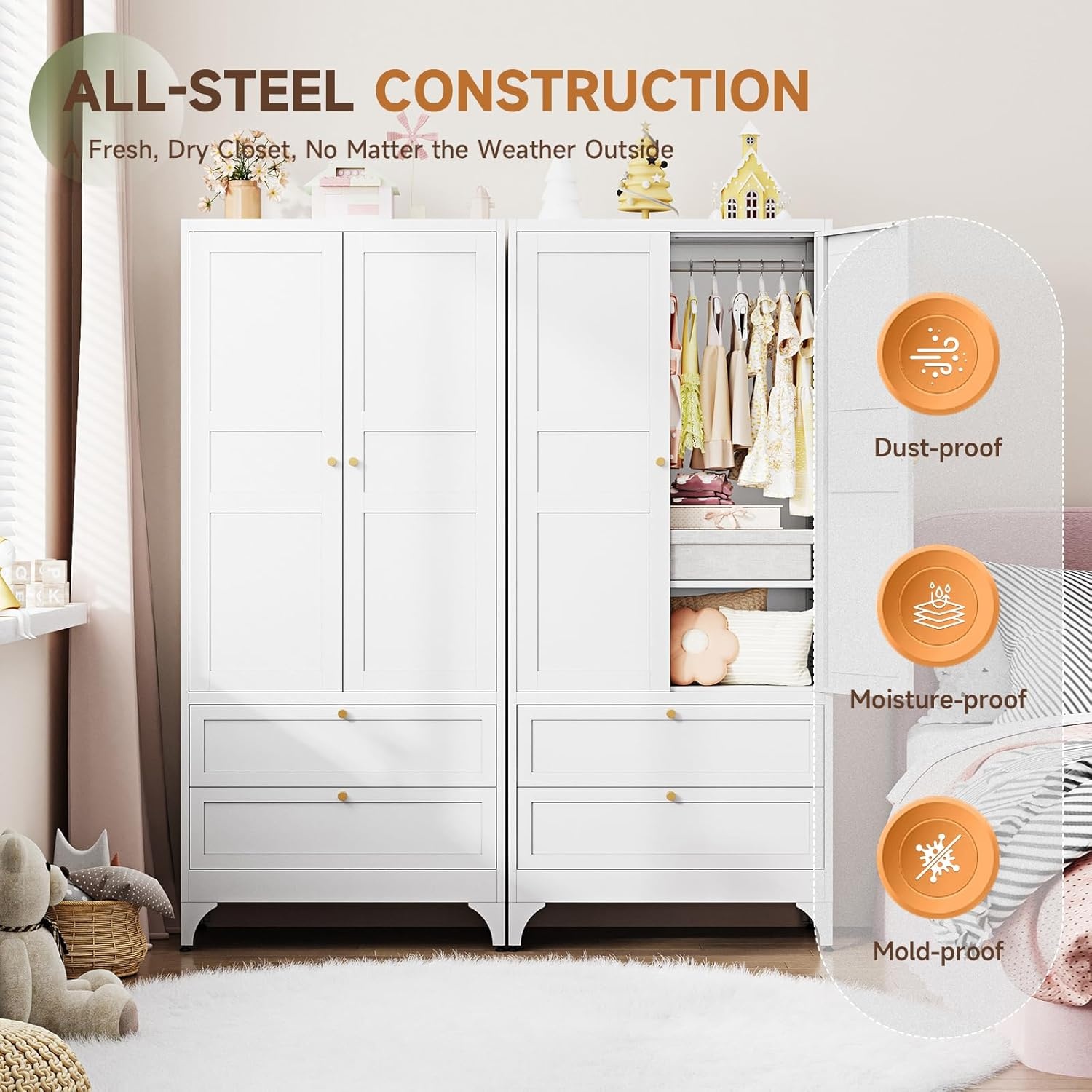 image:imageLetaya Metal Storage Cabinets Locker with Lock Door 72 Clothing Coat Steel Storage Freestanding Wardrobe for Office Home School EmployeeGymFire Department BlackWhite