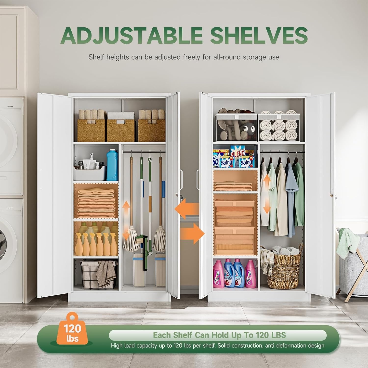 image:imageLetaya Metal Storage Cabinets Locker with Lock Door 72 Clothing Coat Steel Storage Freestanding Wardrobe for Office Home School EmployeeGymFire Department BlackWhite