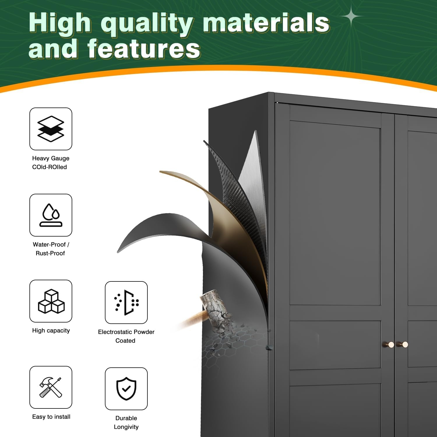image:imageLetaya Metal Storage Cabinets Locker with Lock Door 72 Clothing Coat Steel Storage Freestanding Wardrobe for Office Home School EmployeeGymFire Department BlackBlack
