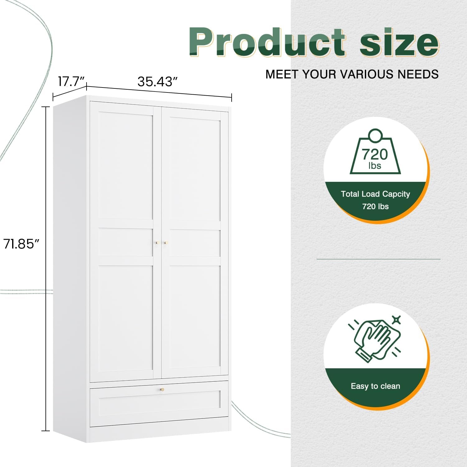 image:imageLetaya Metal Storage Cabinets Locker with Lock Door 72 Clothing Coat Steel Storage Freestanding Wardrobe for Office Home School EmployeeGymFire Department BlackWhite