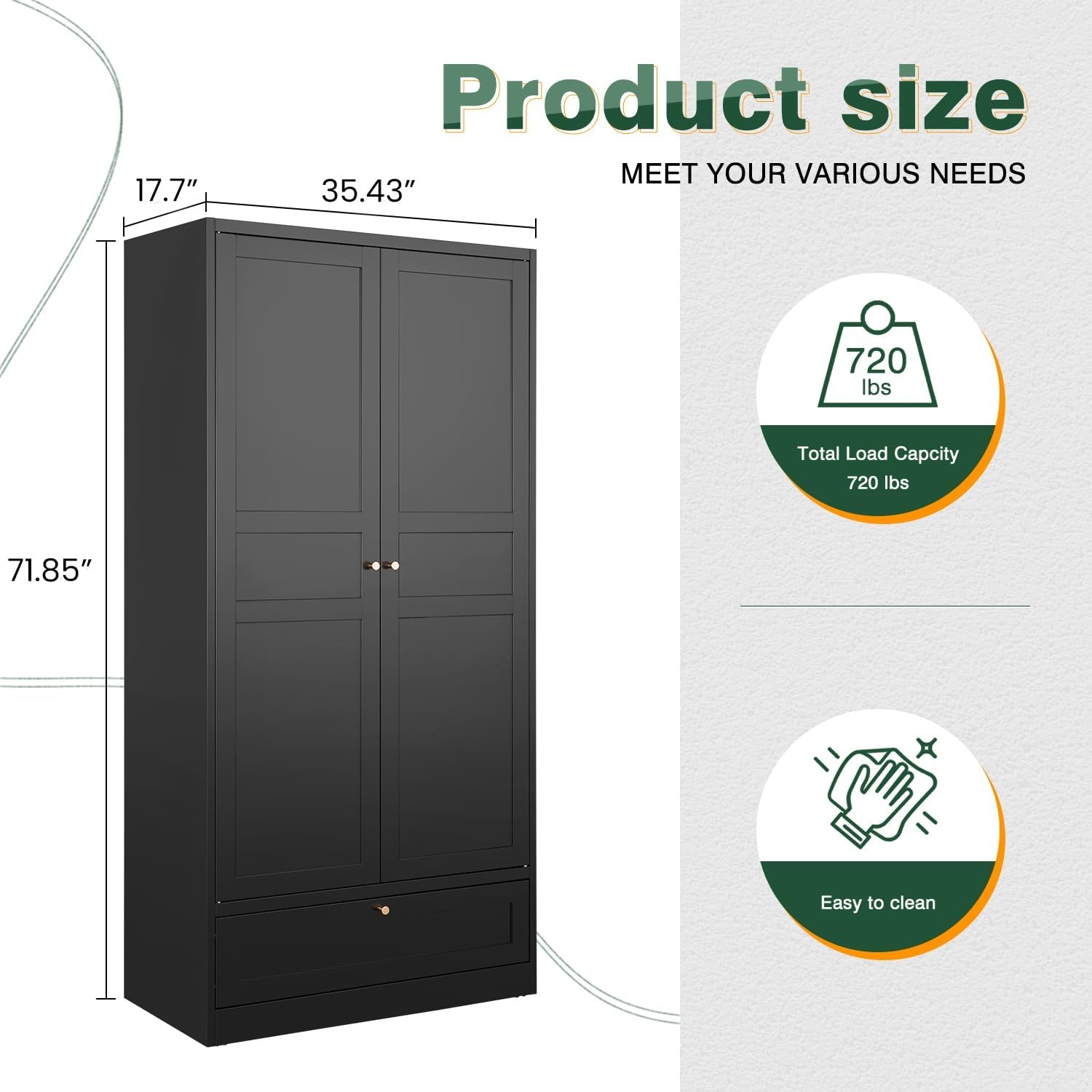 image:imageLetaya Metal Storage Cabinets Locker with Lock Door 72 Clothing Coat Steel Storage Freestanding Wardrobe for Office Home School EmployeeGymFire Department BlackBlack