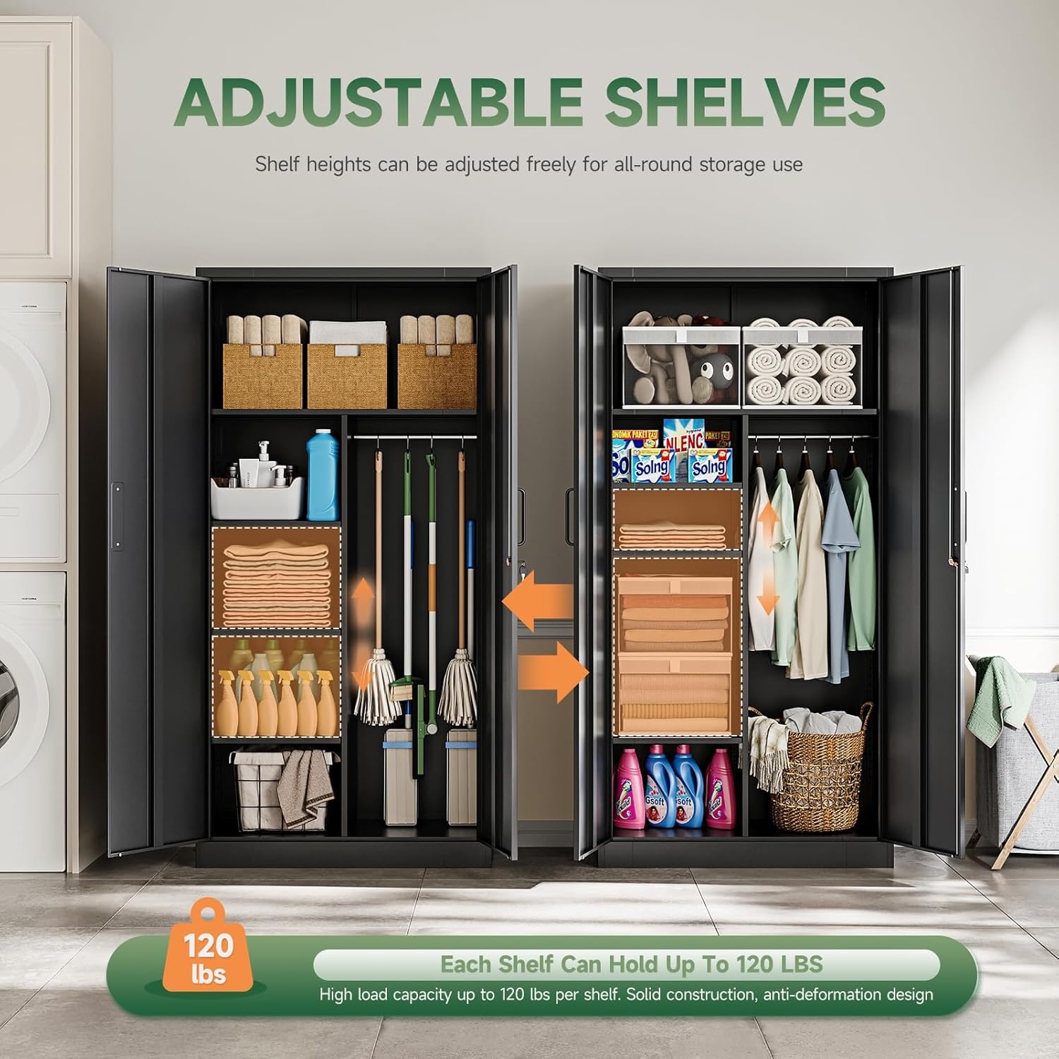 image:imageLetaya Metal Storage Cabinets Locker with Lock Door 72 Clothing Coat Steel Storage Freestanding Wardrobe for Office Home School EmployeeGymFire Department BlackBlack