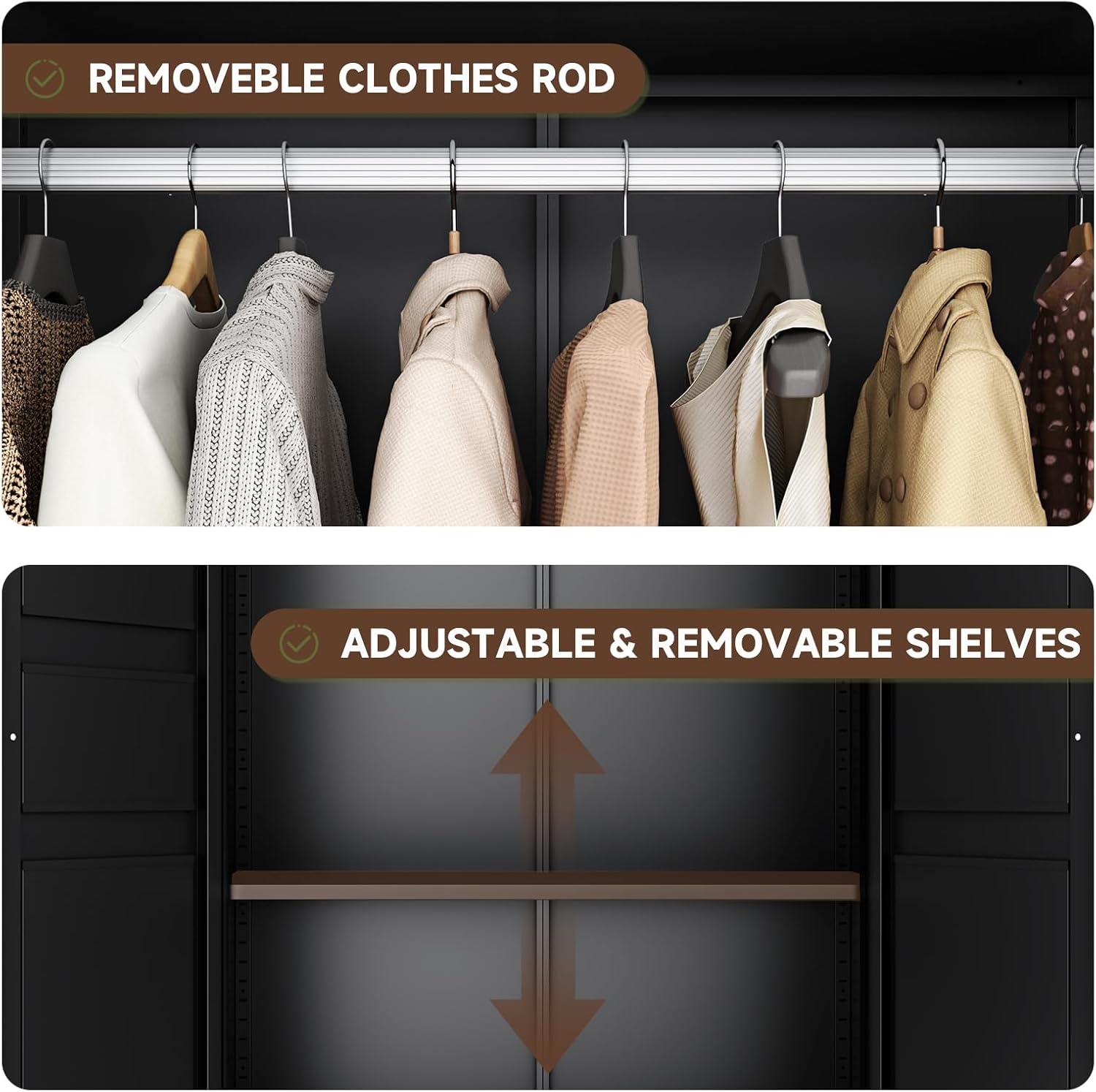 image:imageLetaya Metal Storage Cabinets Locker with Lock Door 72 Clothing Coat Steel Storage Freestanding Wardrobe for Office Home School EmployeeGymFire Department BlackBlack