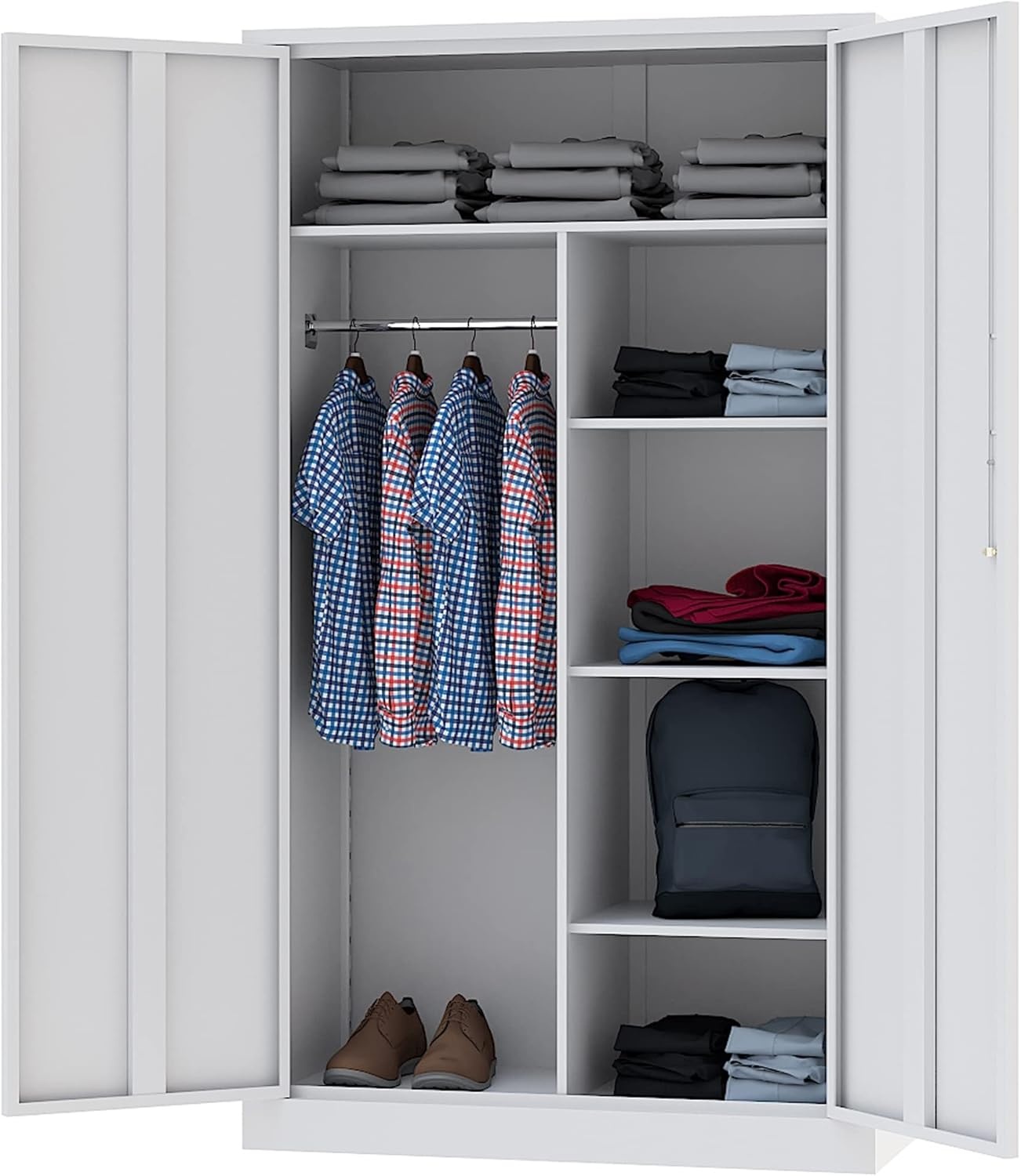 image:imageLetaya Metal Storage Cabinets Locker with Lock Door 72 Clothing Coat Steel Storage Freestanding Wardrobe for Office Home School EmployeeGymFire Department BlackWhite
