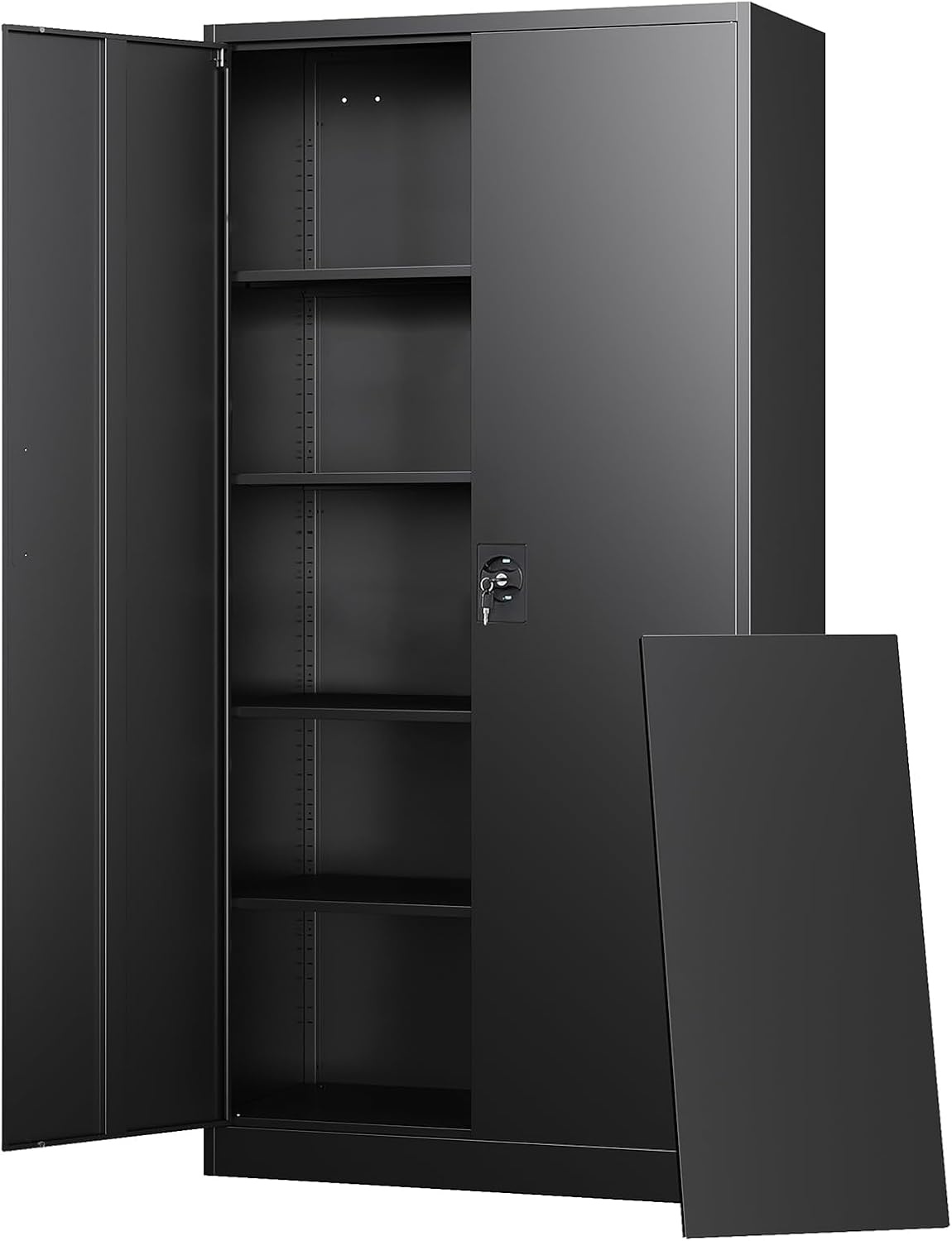 image:imageLetaya Metal Storage Cabinets with Lock Door2 Adjustable Shelves Organizer Steel Storage Cabinets for HomeOfficeWarehouseGarageEmployee LockersWhiteBlack