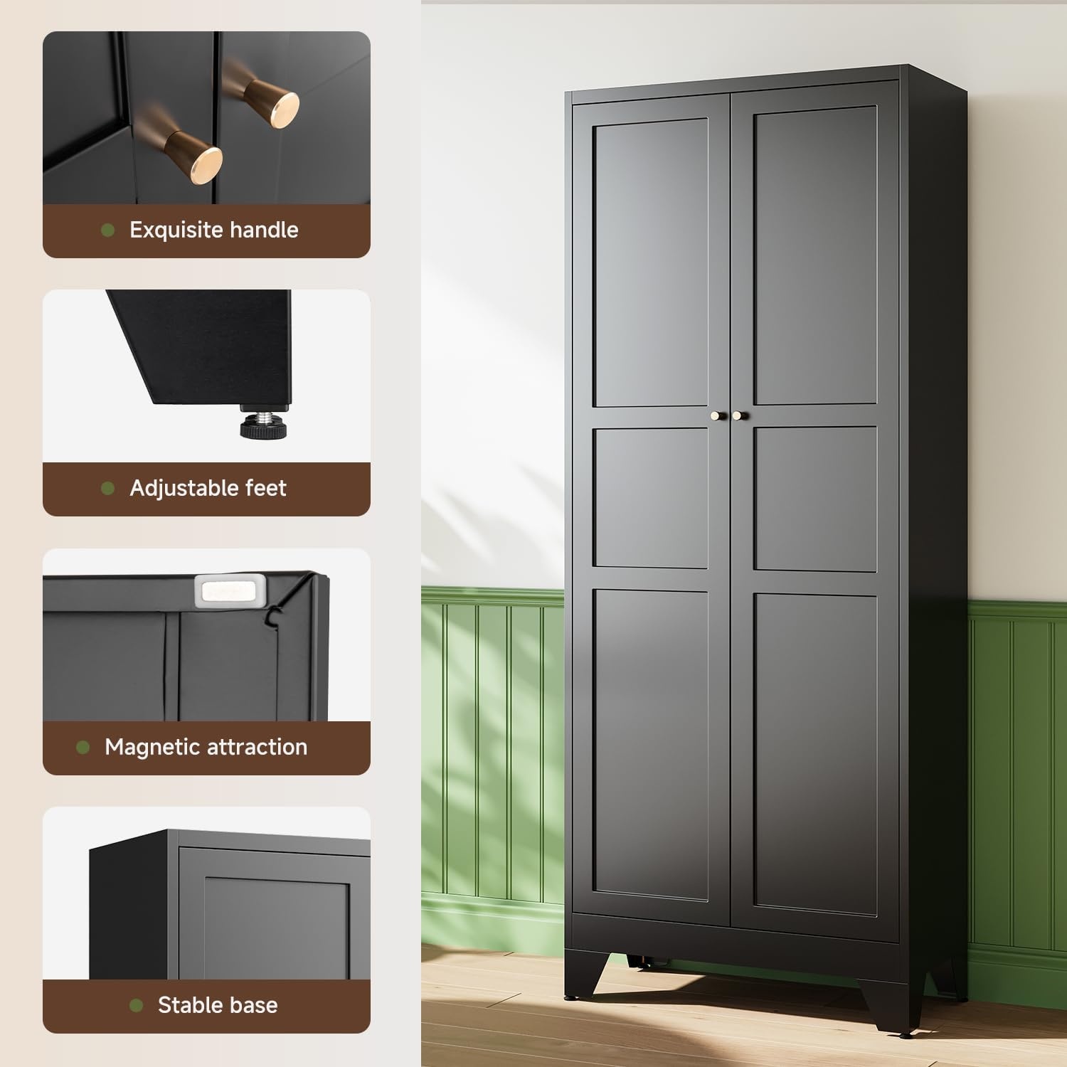 image:imageLetaya Metal Storage Cabinets with Lock Door2 Adjustable Shelves Organizer Steel Storage Cabinets for HomeOfficeWarehouseGarageEmployee LockersWhiteBlack