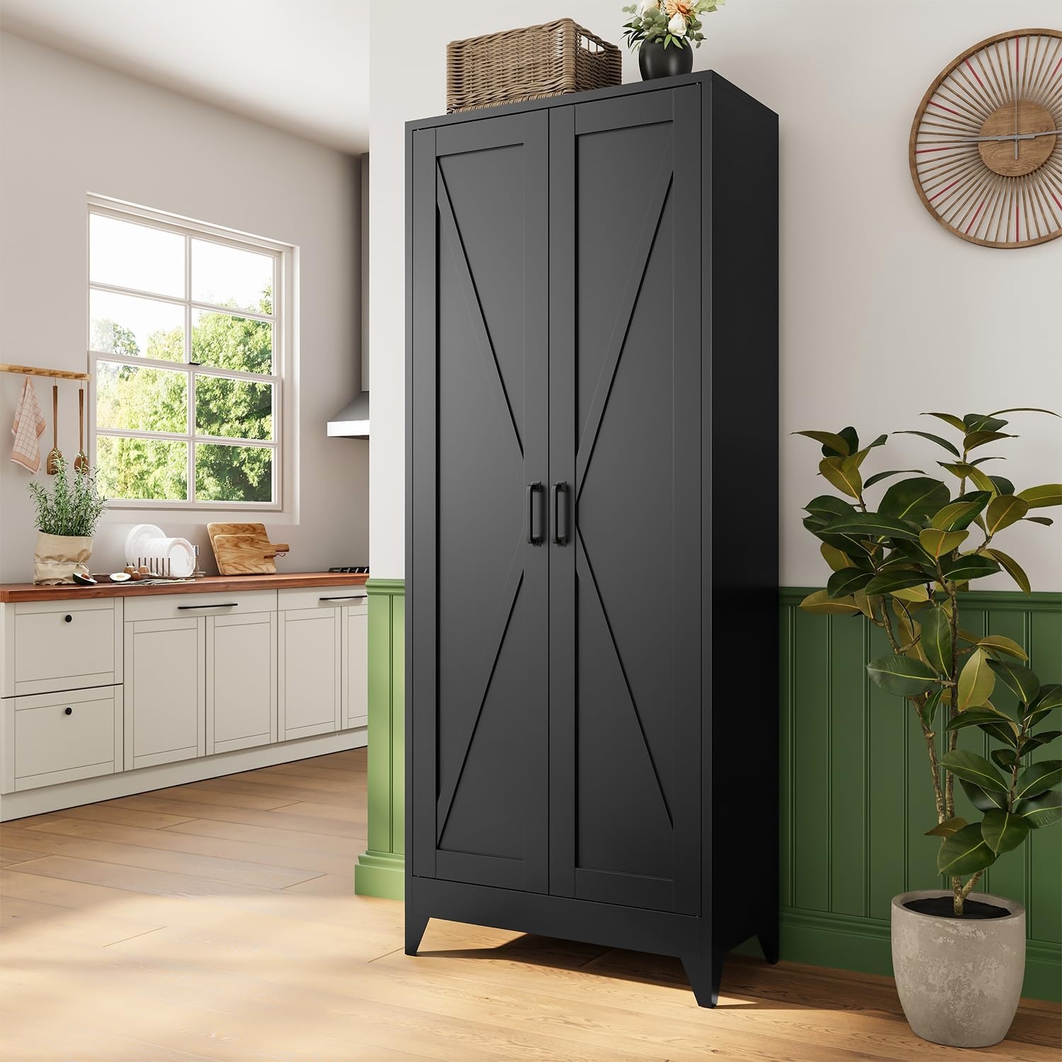 image:imageLetaya Metal Storage Cabinets with Lock Door2 Adjustable Shelves Organizer Steel Storage Cabinets for HomeOfficeWarehouseGarageEmployee LockersWhiteBlack