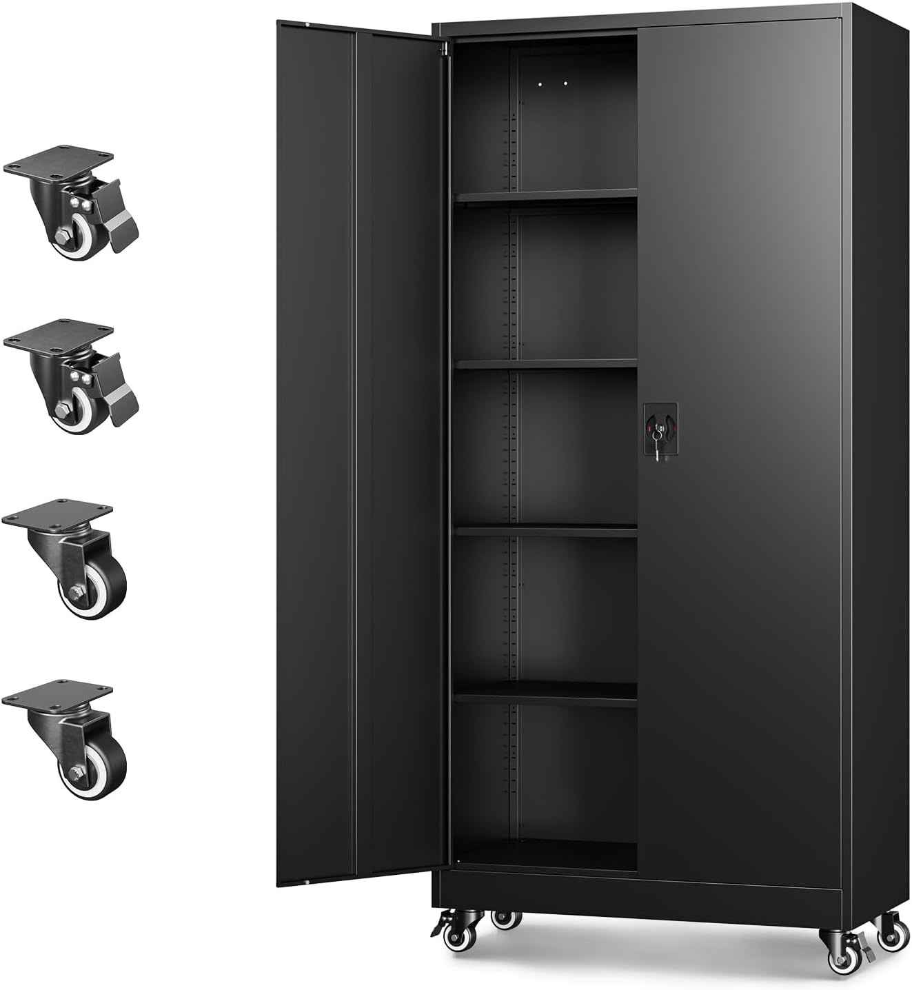 image:imageLetaya Metal Storage Cabinets with Lock Door2 Adjustable Shelves Organizer Steel Storage Cabinets for HomeOfficeWarehouseGarageEmployee LockersWhiteBlack