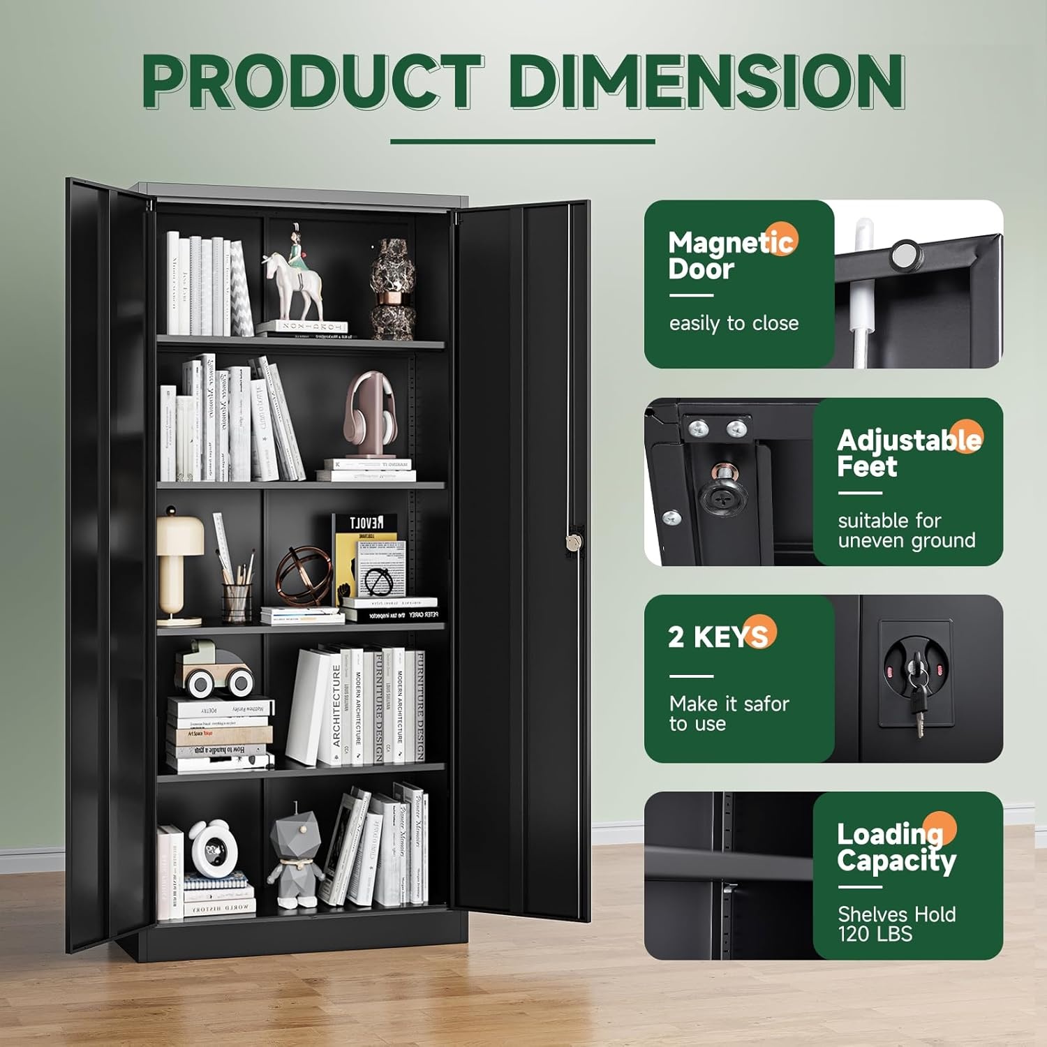 image:imageLetaya Metal Storage Cabinets with Lock Door2 Adjustable Shelves Organizer Steel Storage Cabinets for HomeOfficeWarehouseGarageEmployee LockersWhiteBlack