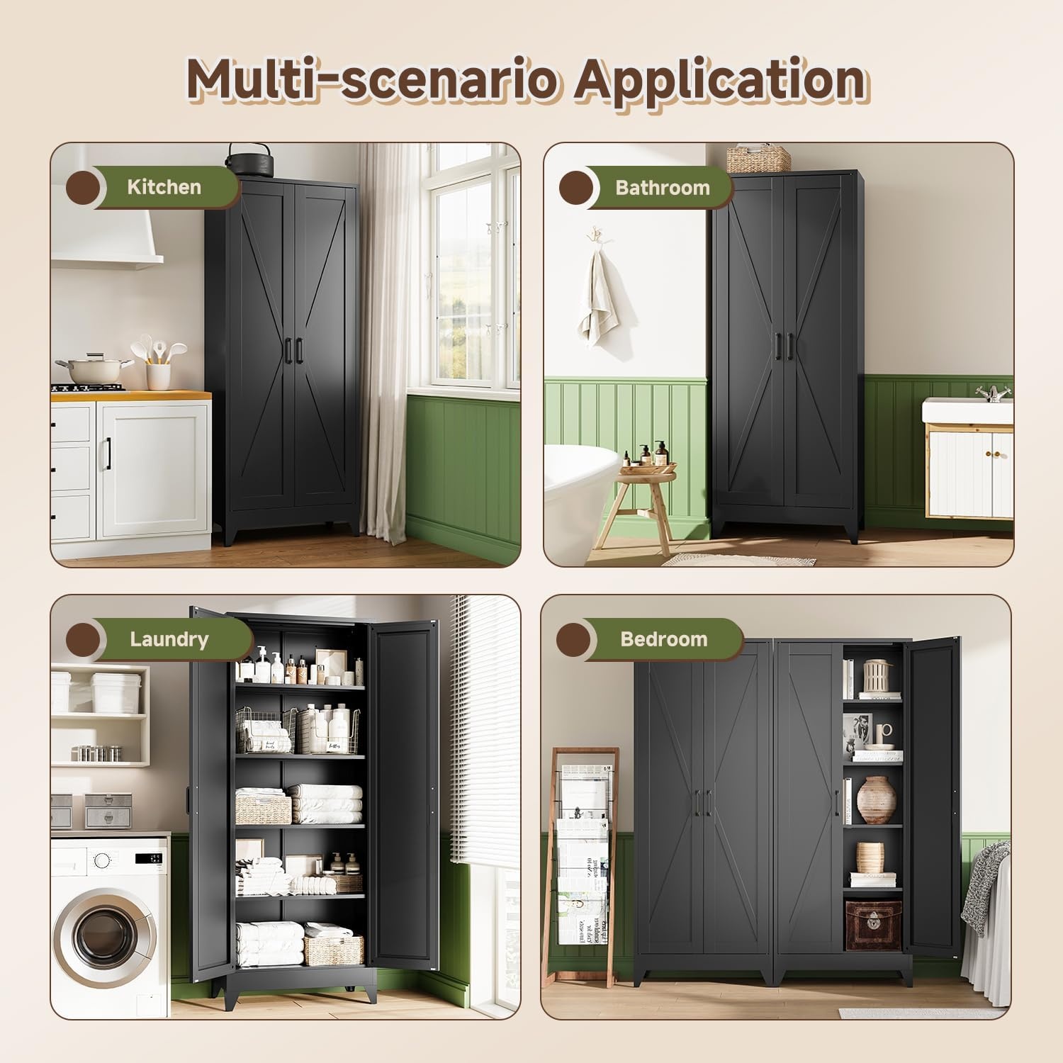 image:imageLetaya Metal Storage Cabinets with Lock Door2 Adjustable Shelves Organizer Steel Storage Cabinets for HomeOfficeWarehouseGarageEmployee LockersWhiteBlack
