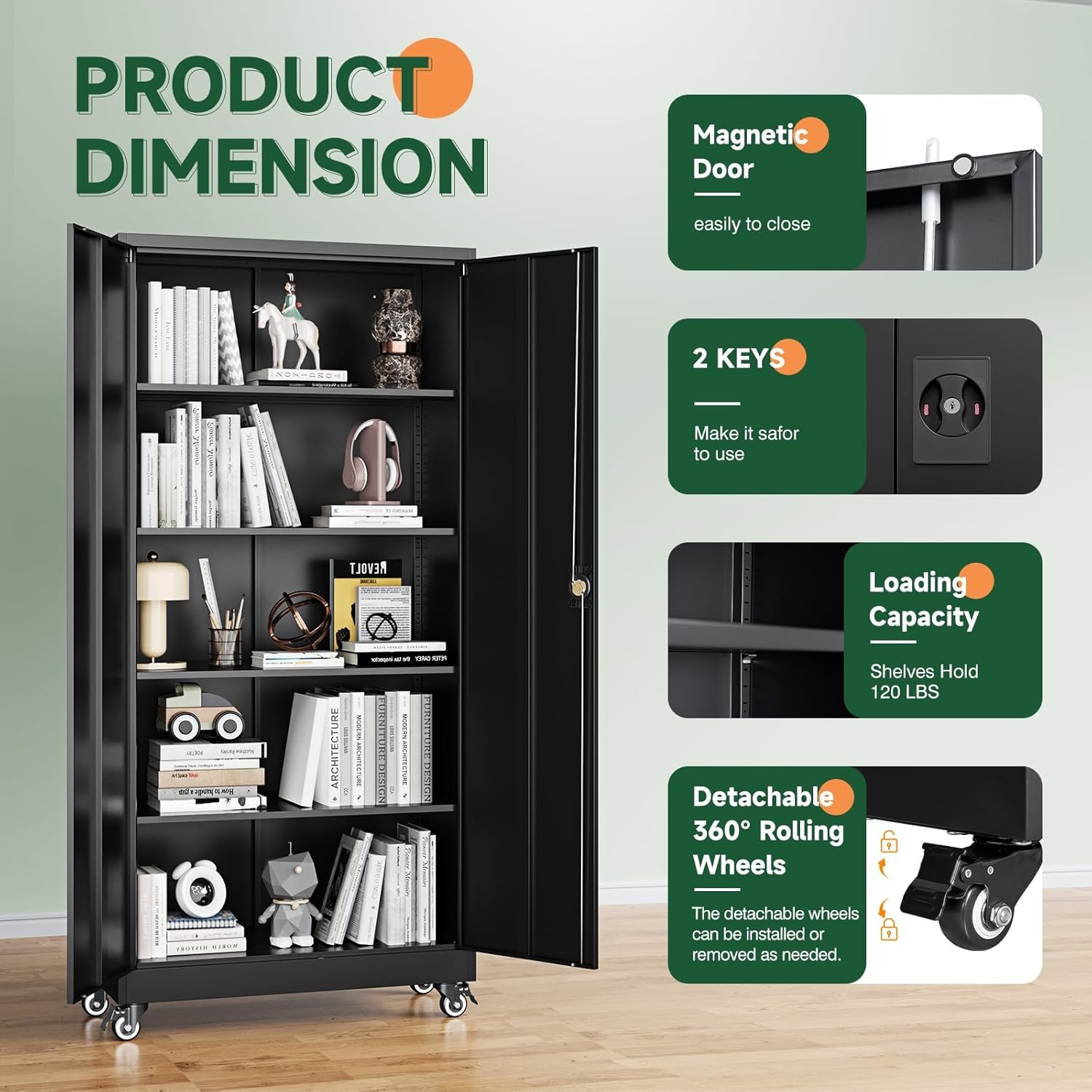 image:imageLetaya Metal Storage Cabinets with Lock Door2 Adjustable Shelves Organizer Steel Storage Cabinets for HomeOfficeWarehouseGarageEmployee LockersWhiteBlack