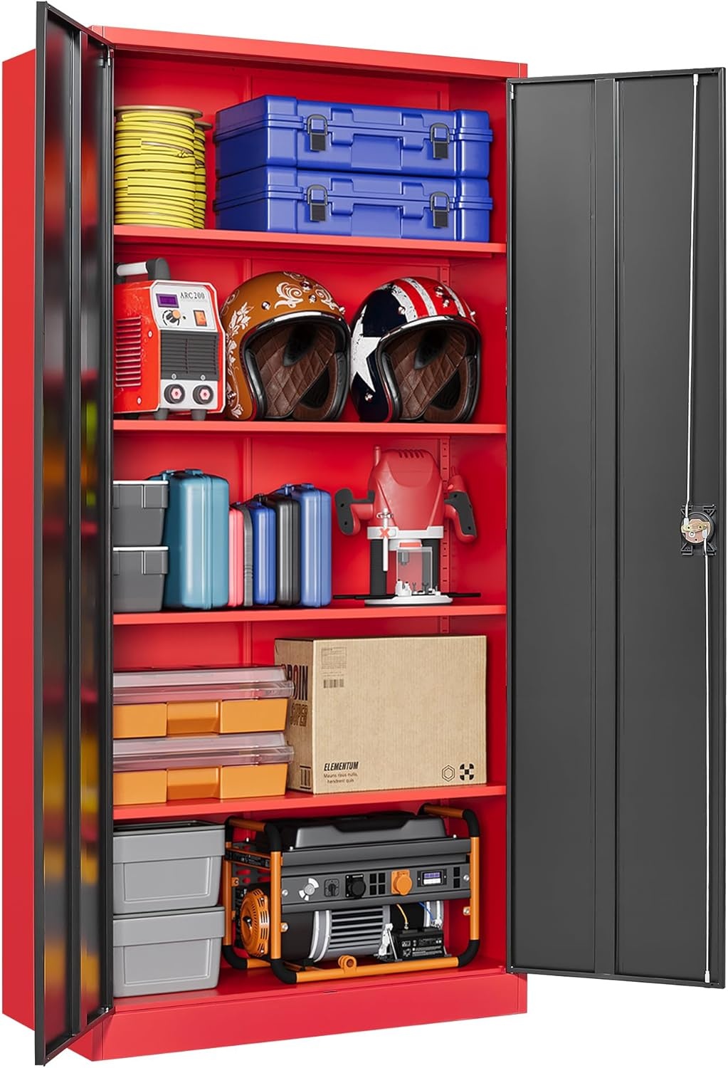 image:imageLetaya Metal Storage Cabinets with Lock Door2 Adjustable Shelves Organizer Steel Storage Cabinets for HomeOfficeWarehouseGarageEmployee LockersWhiteBlack Red