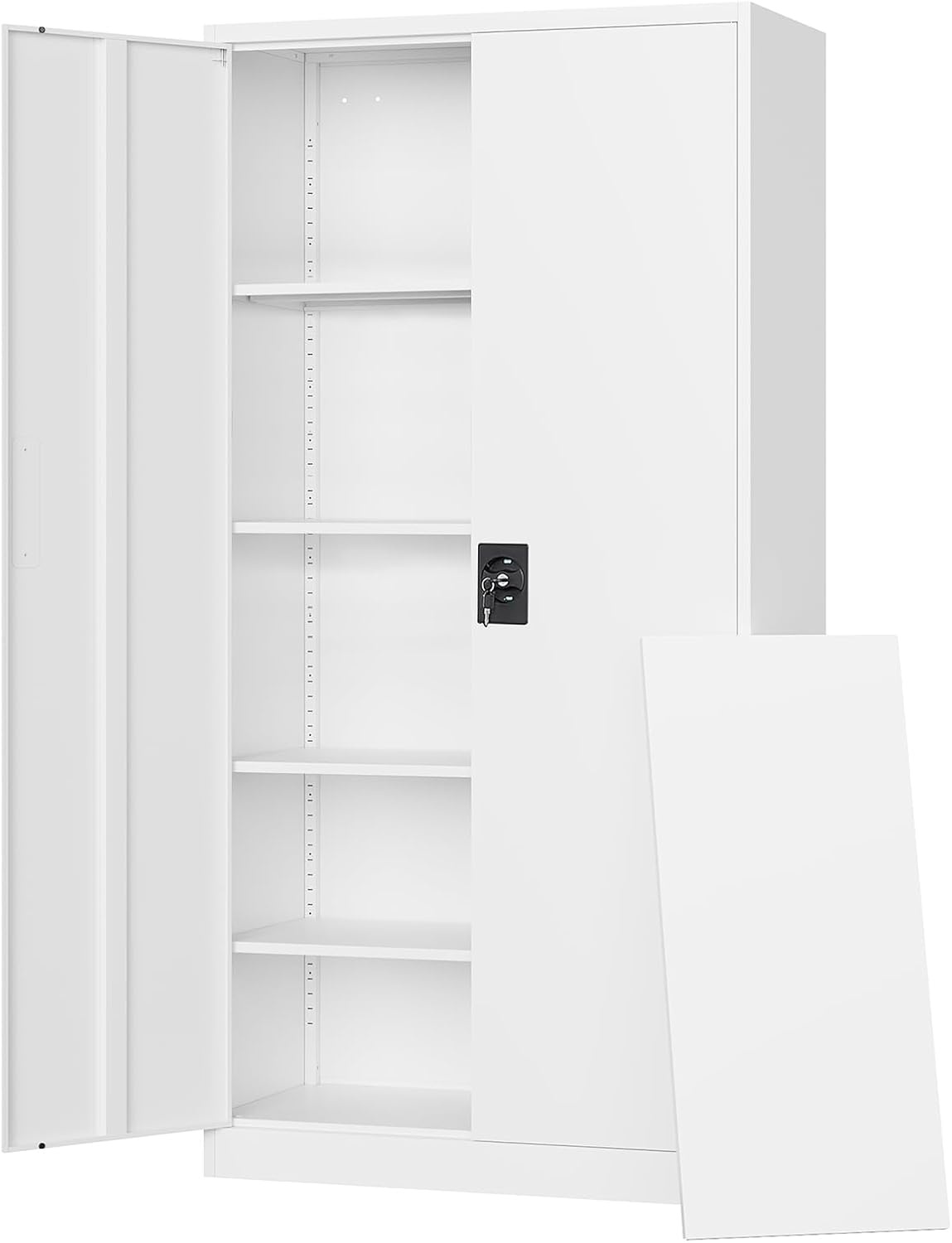 image:imageLetaya Metal Storage Cabinets with Lock Door2 Adjustable Shelves Organizer Steel Storage Cabinets for HomeOfficeWarehouseGarageEmployee LockersWhiteWhite