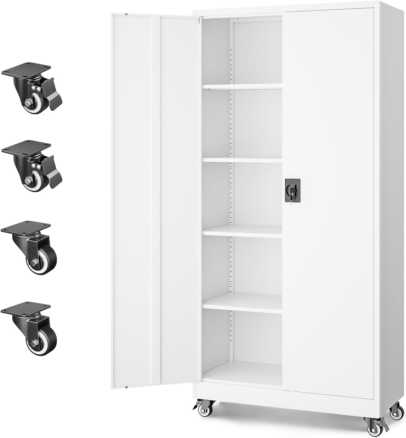 image:imageLetaya Metal Storage Cabinets with Lock Door2 Adjustable Shelves Organizer Steel Storage Cabinets for HomeOfficeWarehouseGarageEmployee LockersWhiteWhite