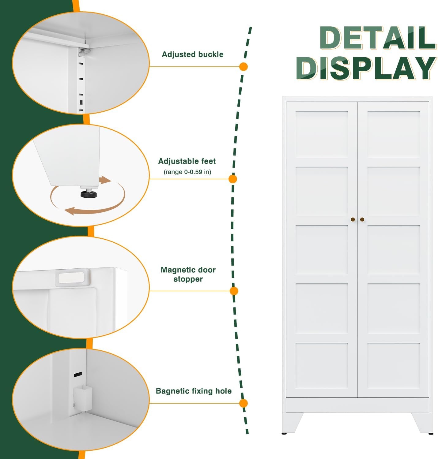 image:imageLetaya Metal Storage Cabinets with Lock Door2 Adjustable Shelves Organizer Steel Storage Cabinets for HomeOfficeWarehouseGarageEmployee LockersWhiteWhite